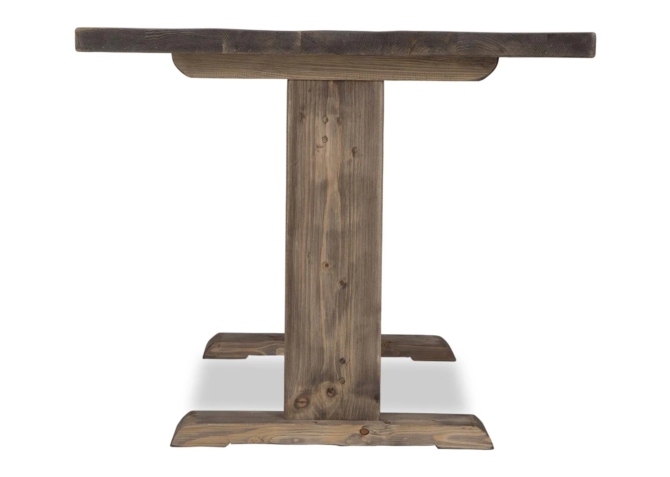 A view from the side of the Grafton wooden dining table highlighting the beautiful wood grain.