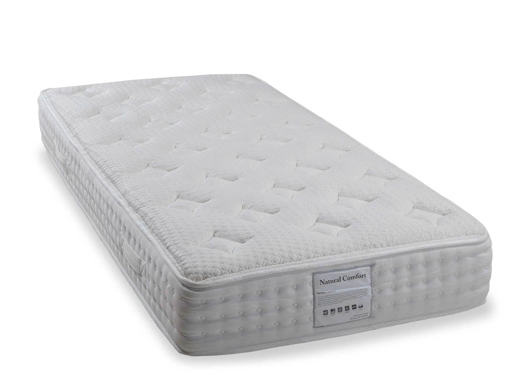 A close up of the material and design on the 4ft Natural Comfort roll up mattress.