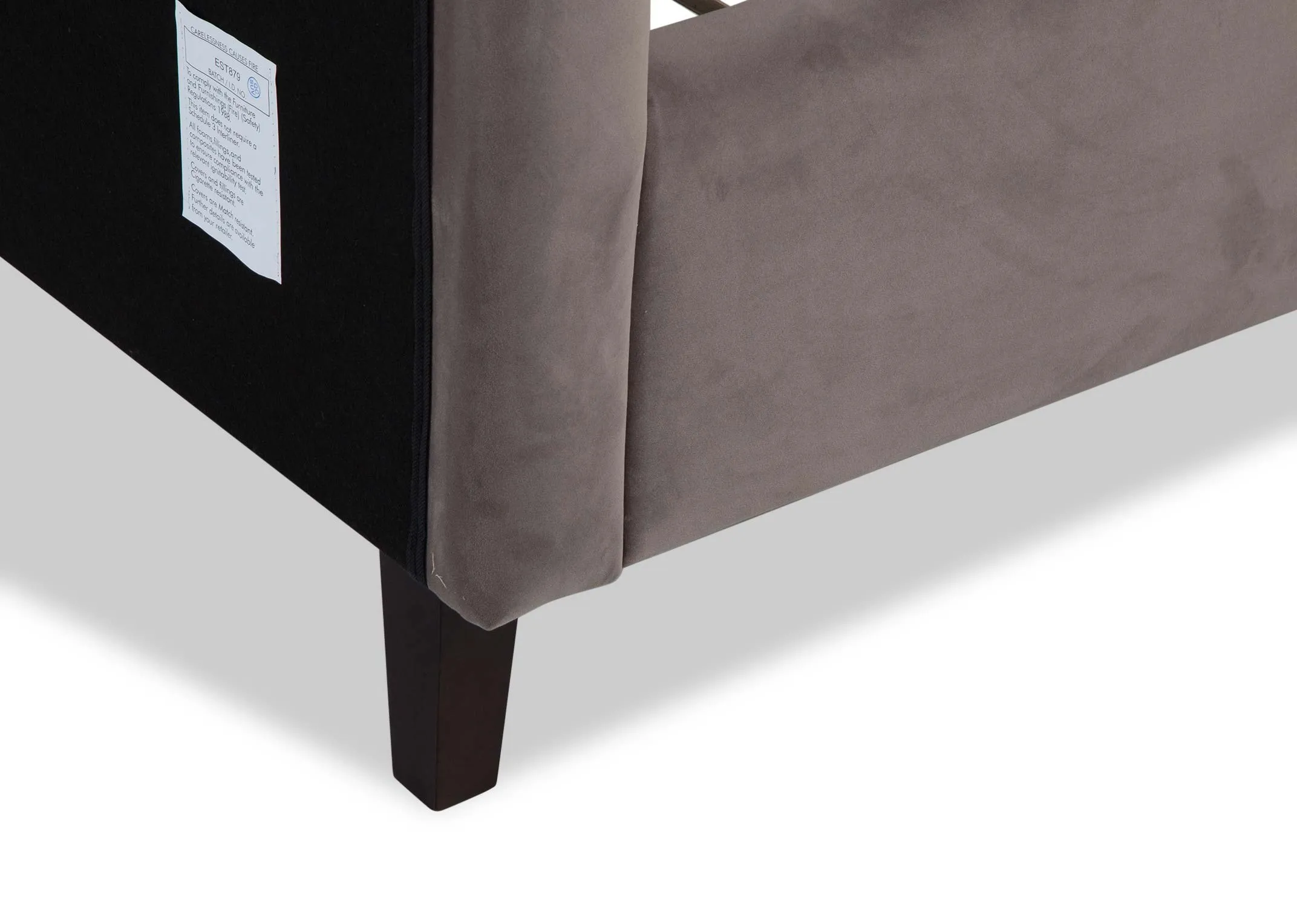 support bar and support rail of the Majestic 4ft 6 Grey Velvet Bedframe.