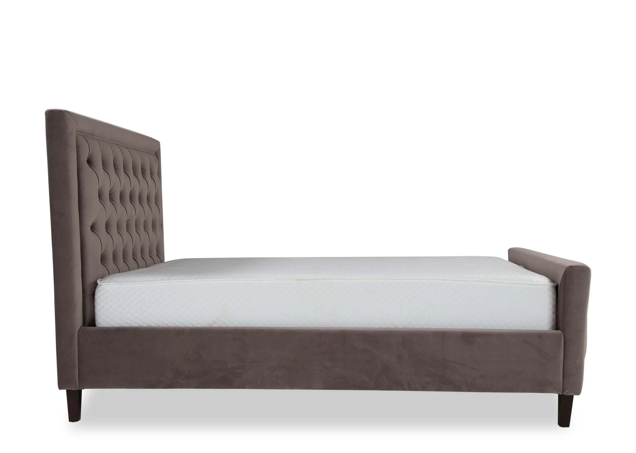 A front view image of the Majestic 5ft Grey Velvet bedframe.