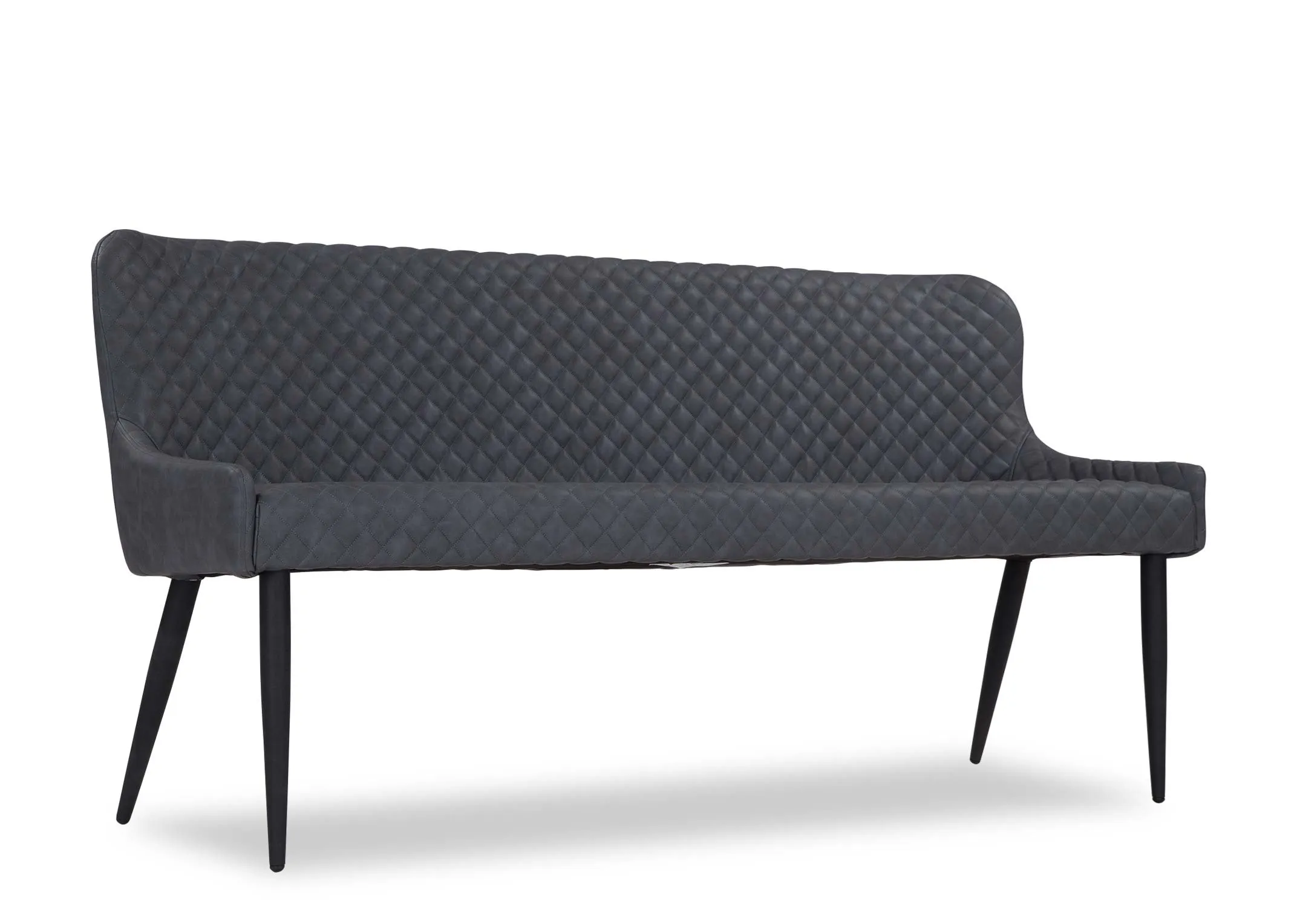 An angled shot of the Ottowa dining bench in grey vintage fabric.
