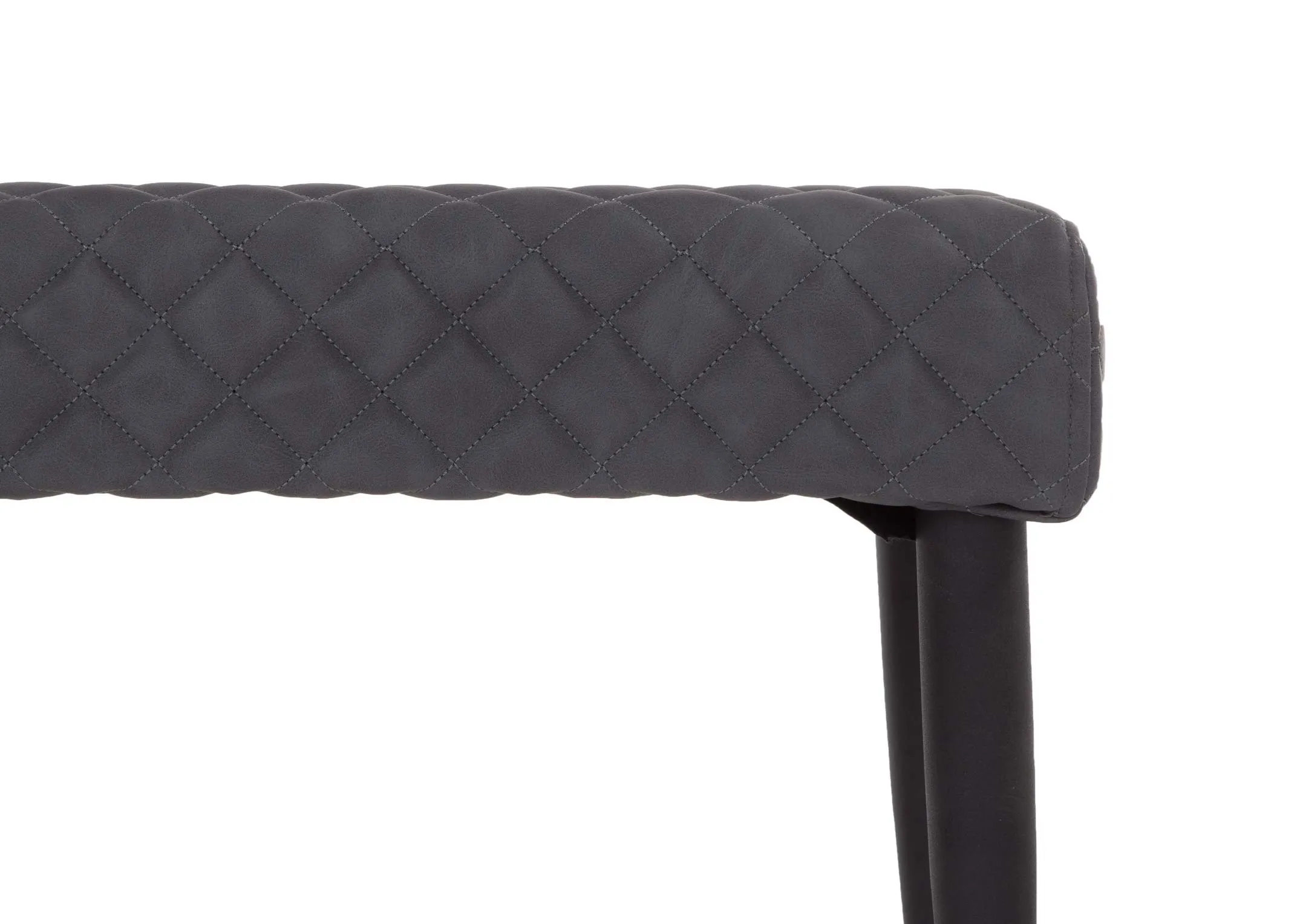 A close up image of the corner of the Ottowa grey dining bench.