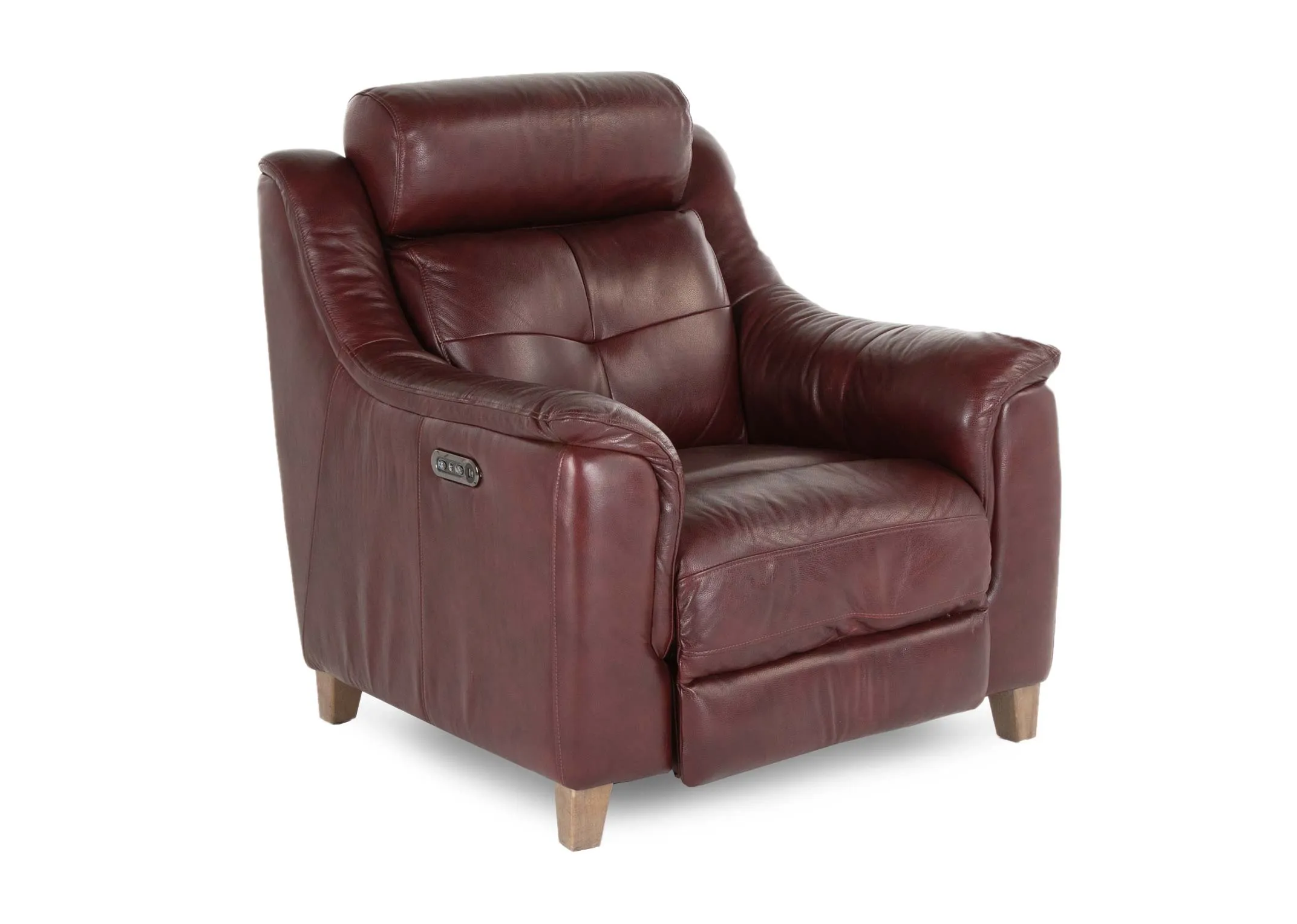 Dark Red Leather Power Recliner - Vantage