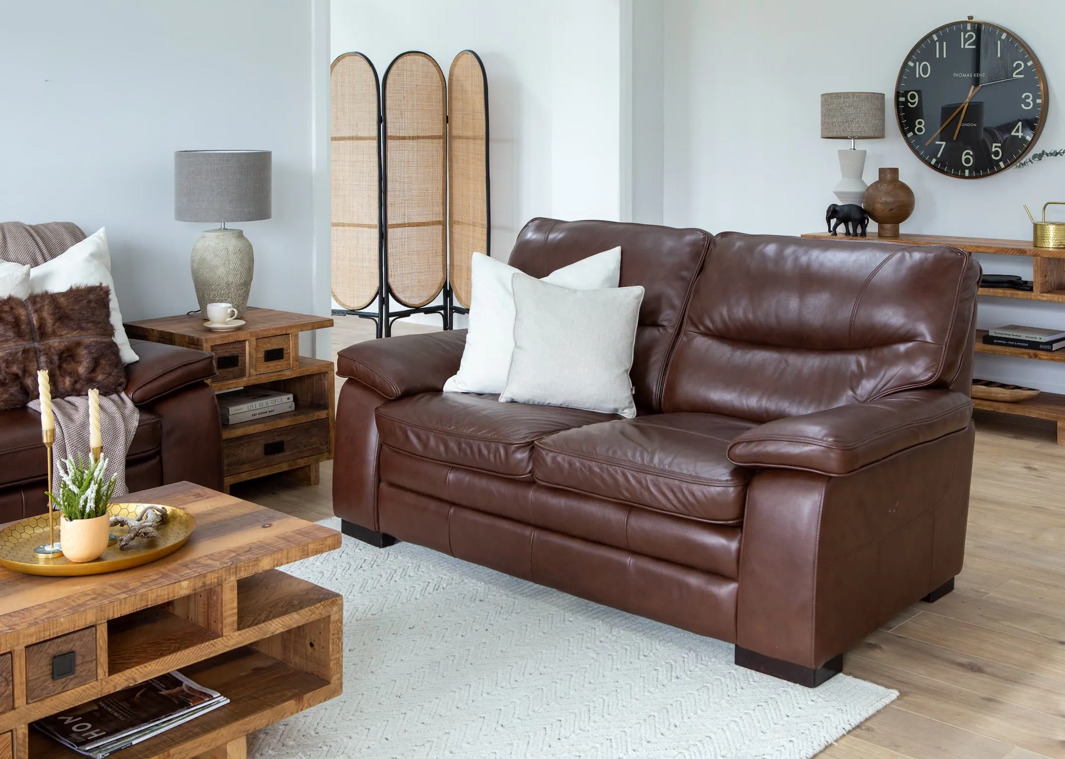Brown Leather 2 Seater Sofa - Apollo