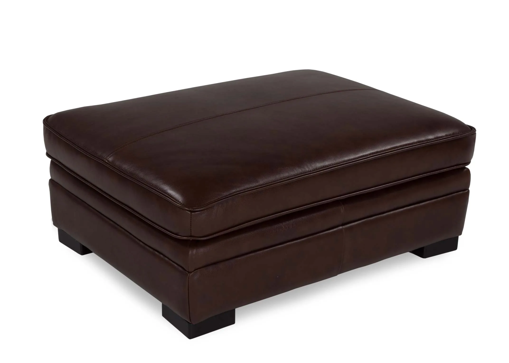 A power shot image of the Apollo brown leather large footstool.