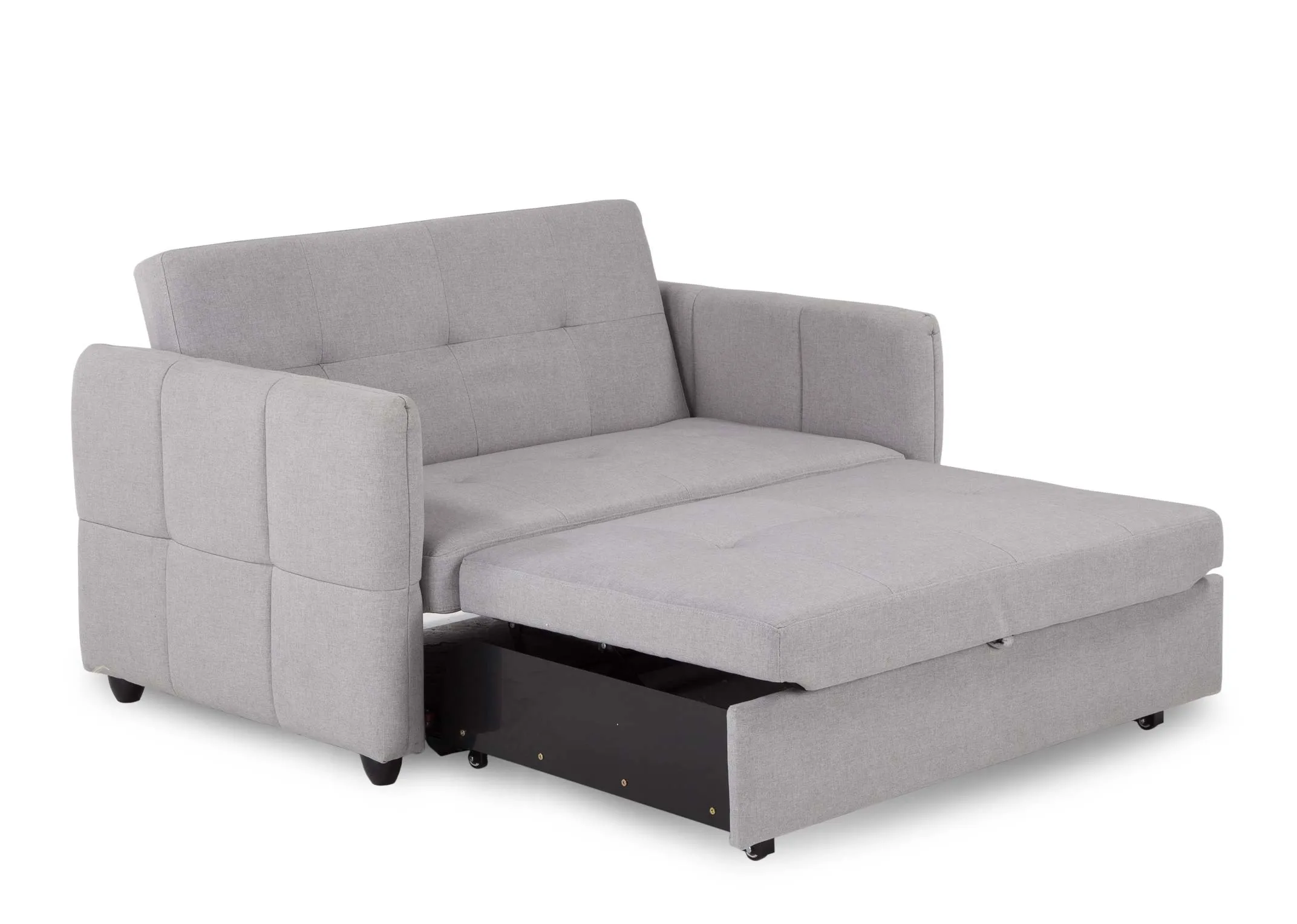 An image of the Celeste 3 seater sofabed wioth the legs extended.