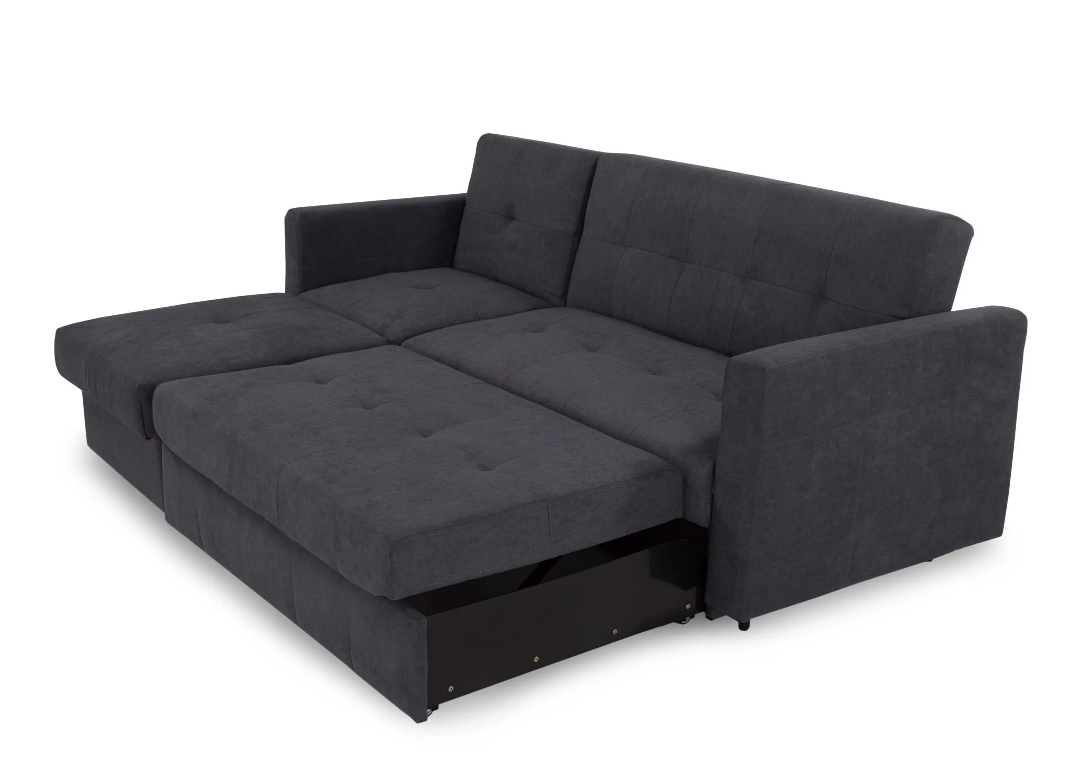 An image of the Dalkey grey fabric 3 seater whilst reclined.