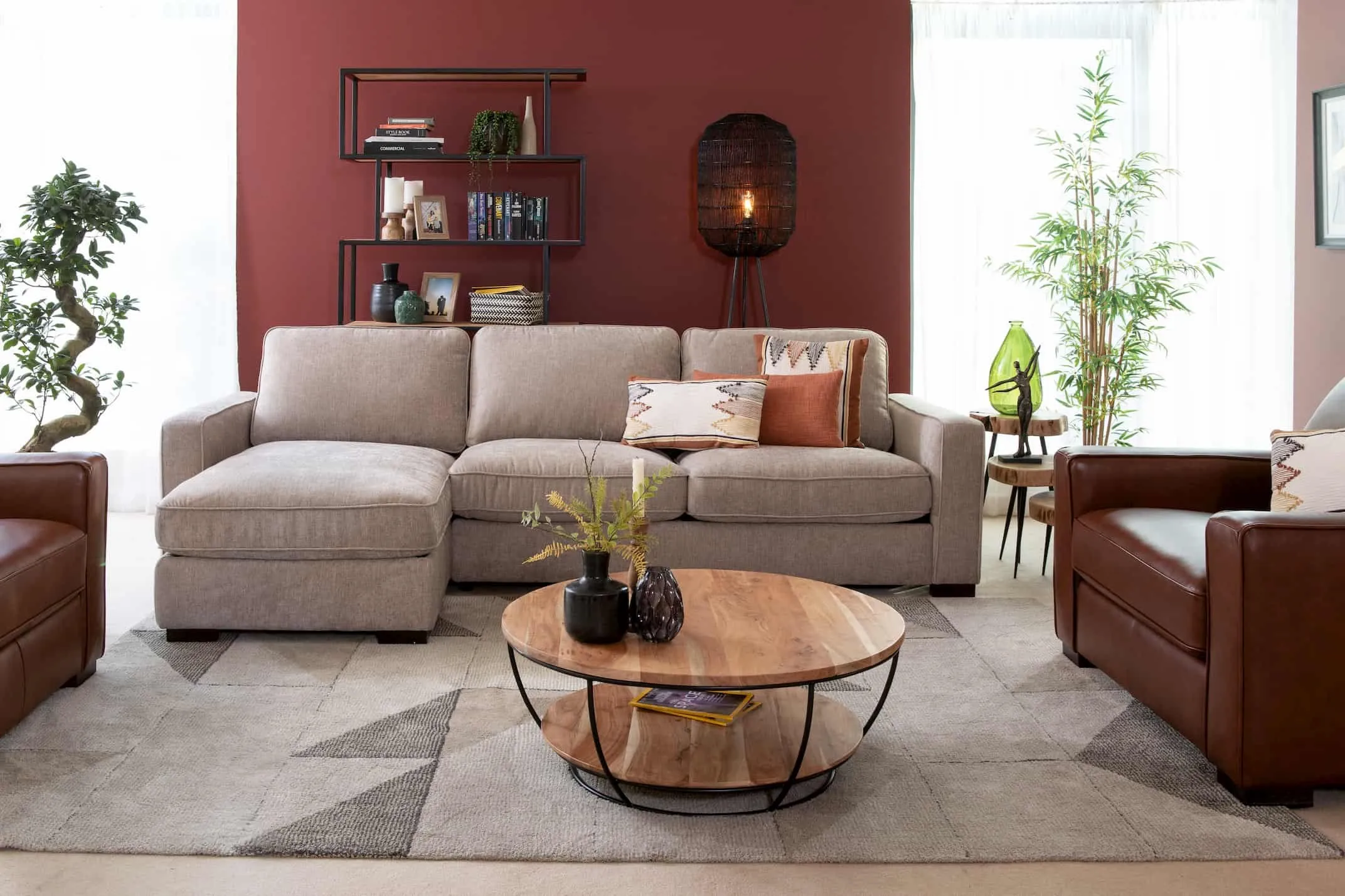 A lifestyle image for the Dexter Rug with the Darwin Sofa