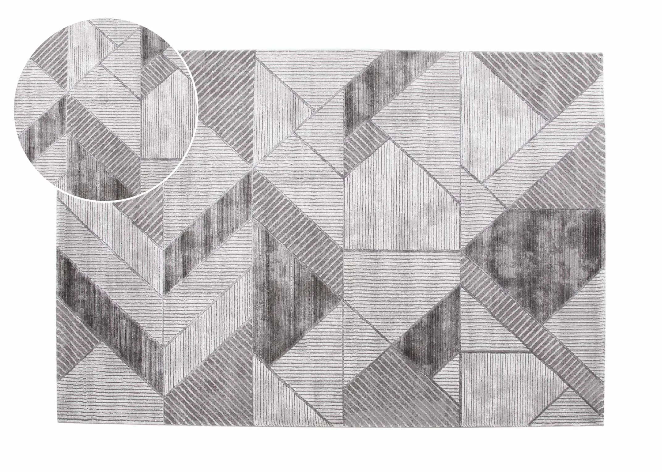Grey & Silver Geometric 200cm x 290cm Large Rug - Dexter
