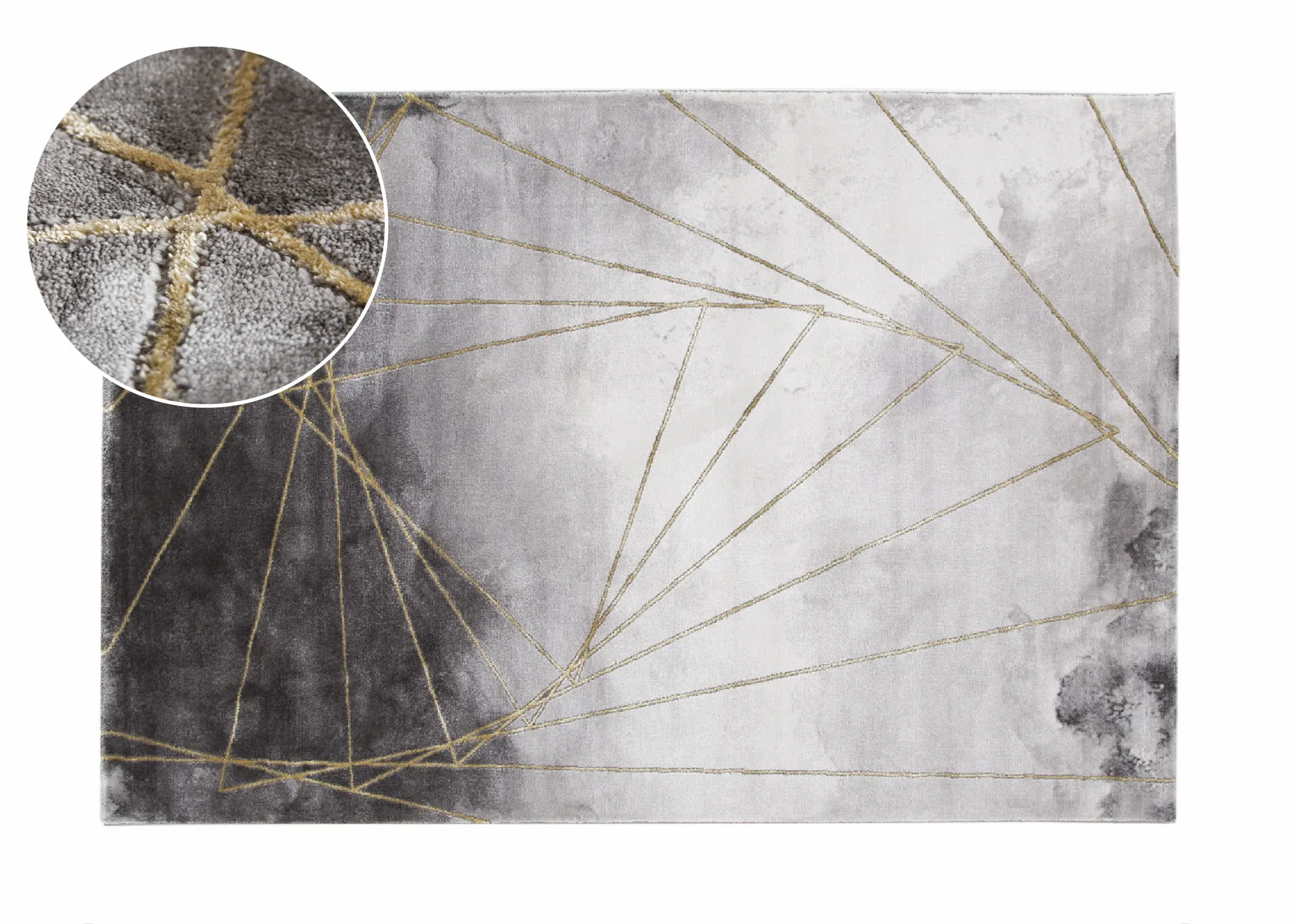 Grey with Gold Spirals 200cm x 290cm Large Rug - Avery