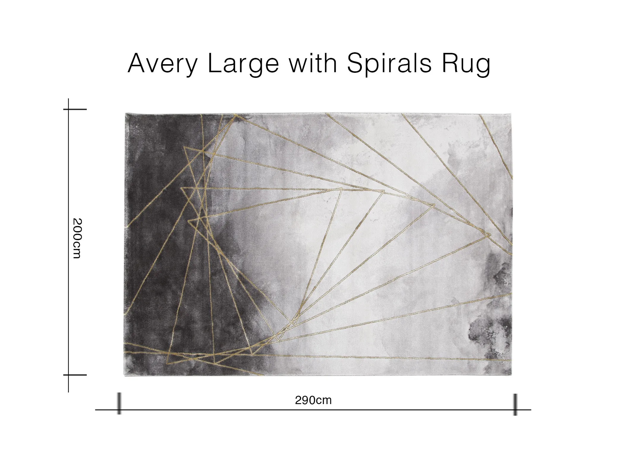 A dimension image for the large Avery rug 200cm (Height) x 290cm (Width)