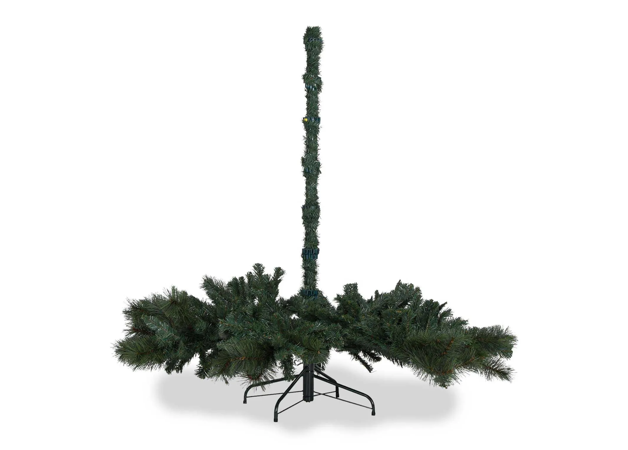 A shot of the 8ft mixed needle Christmas tree with the bottom section in place.