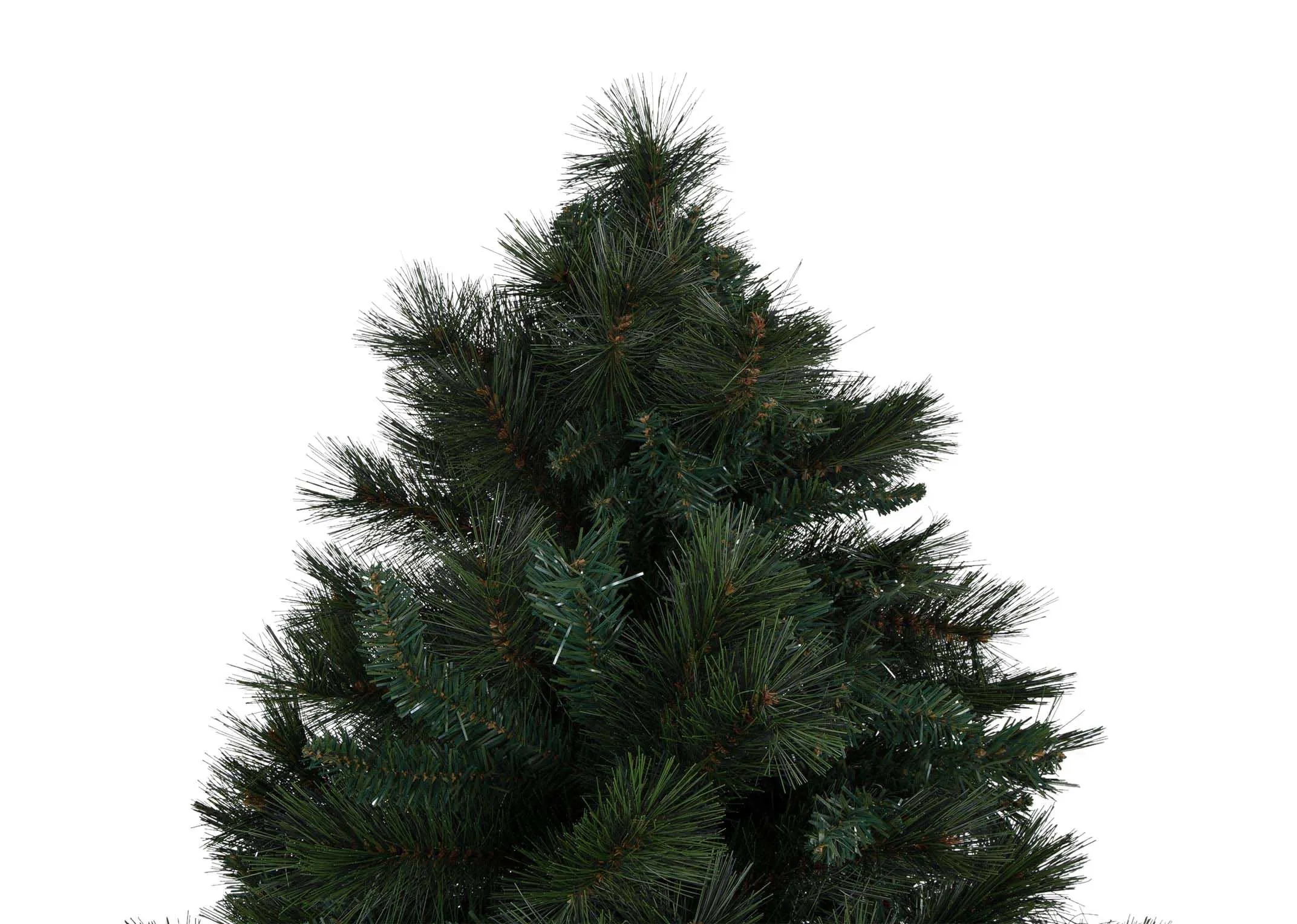 A close up of the top of the 8ft mixed needle Christmas tree.