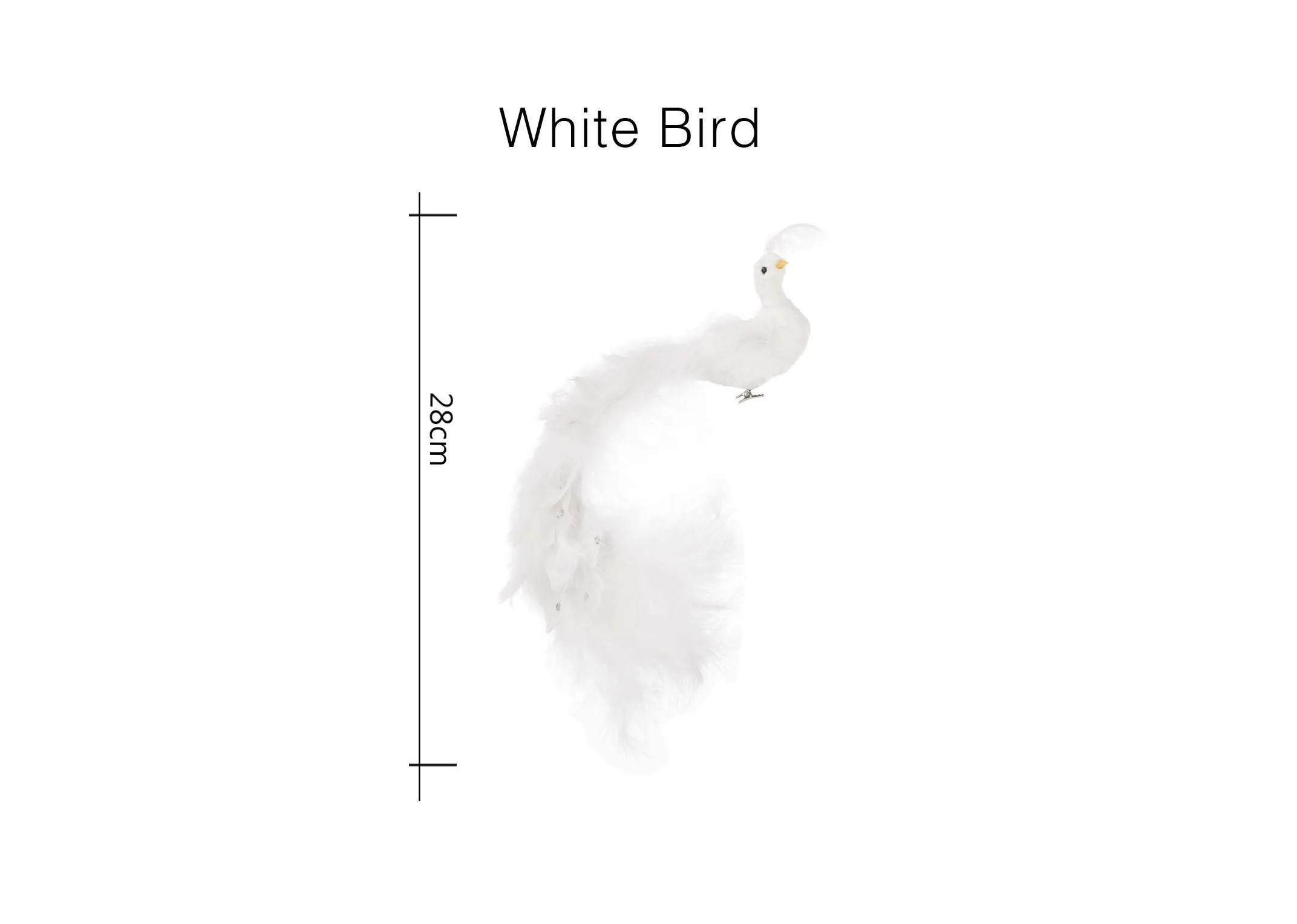 A dimension image of the White Bird with 28cm