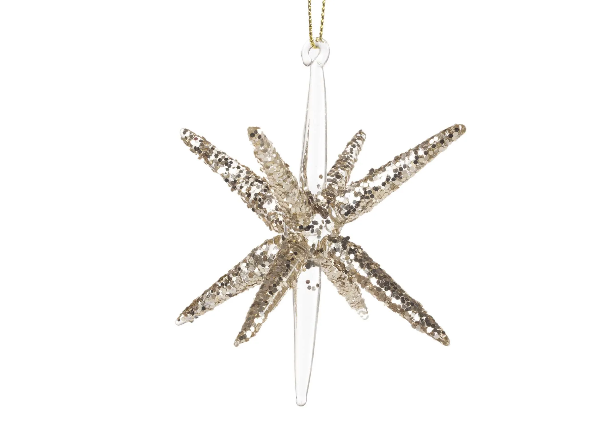 9cm Glittered 3D Star - Christmas Bauble
