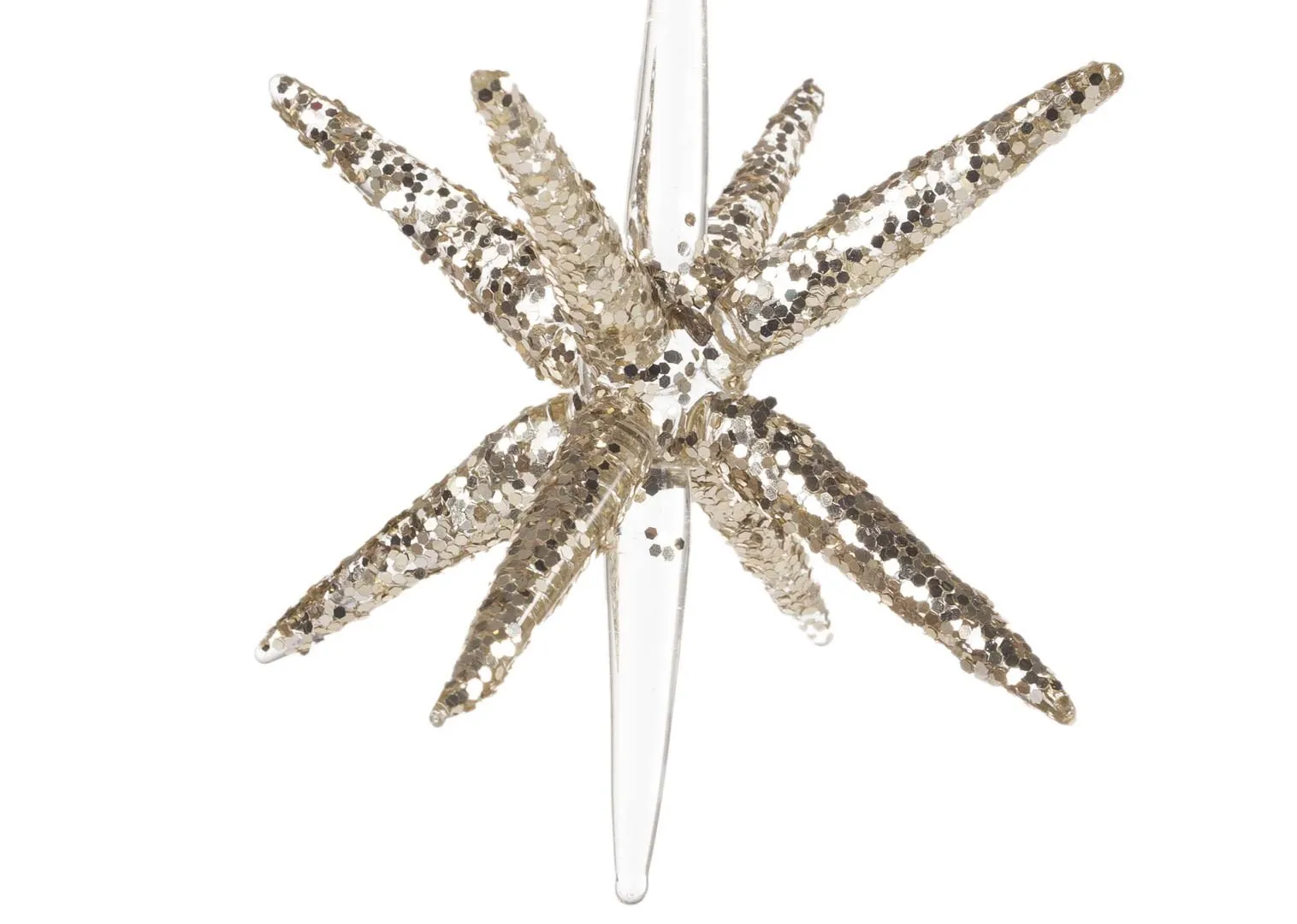 9cm Glittered 3D Star Christmas Decoration closeup image showing detail and edges