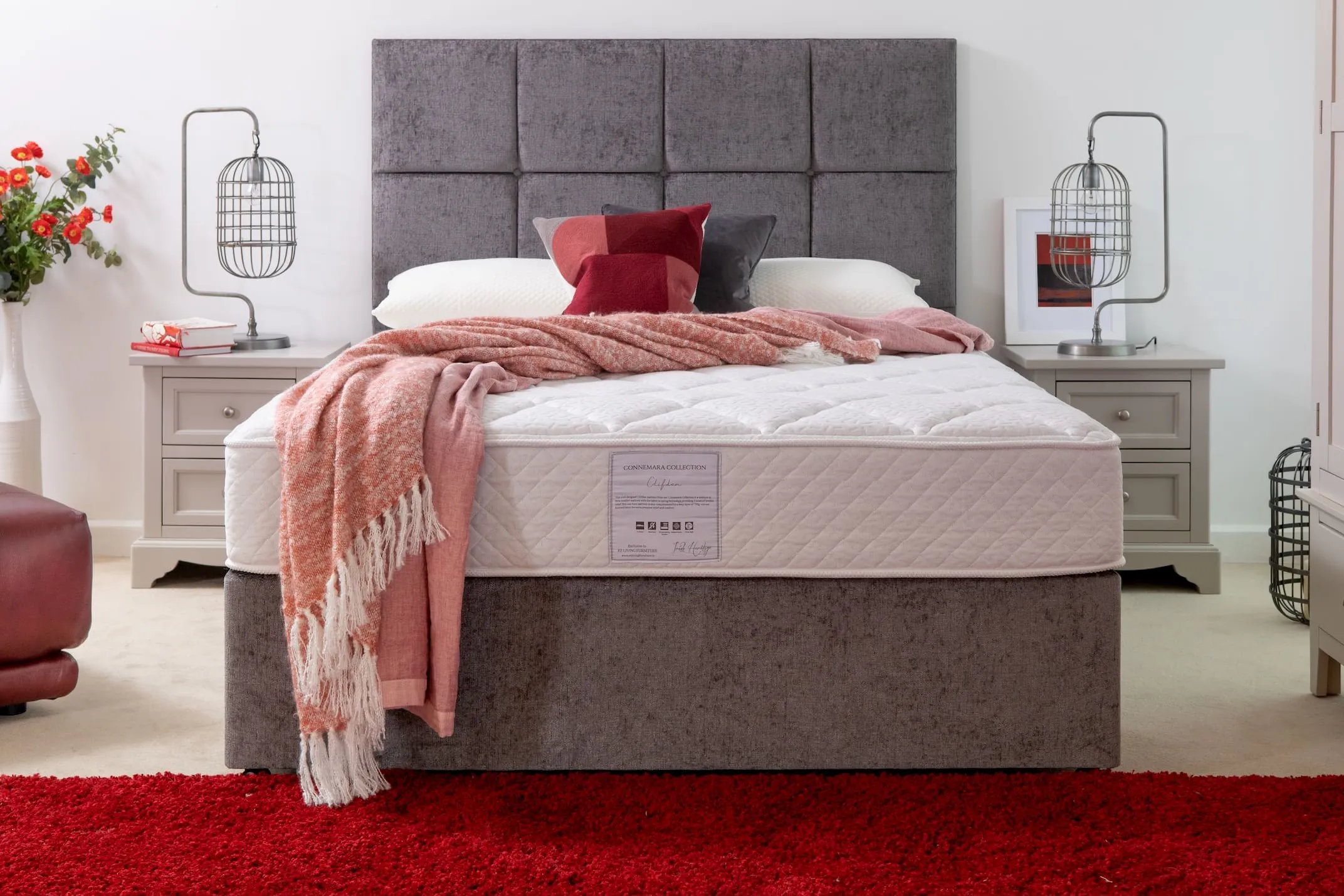 A bedroom including the King Size (5 ft) Roll Up Mattress from EZ Living Furniture's Clifden range. Lifestyle.
