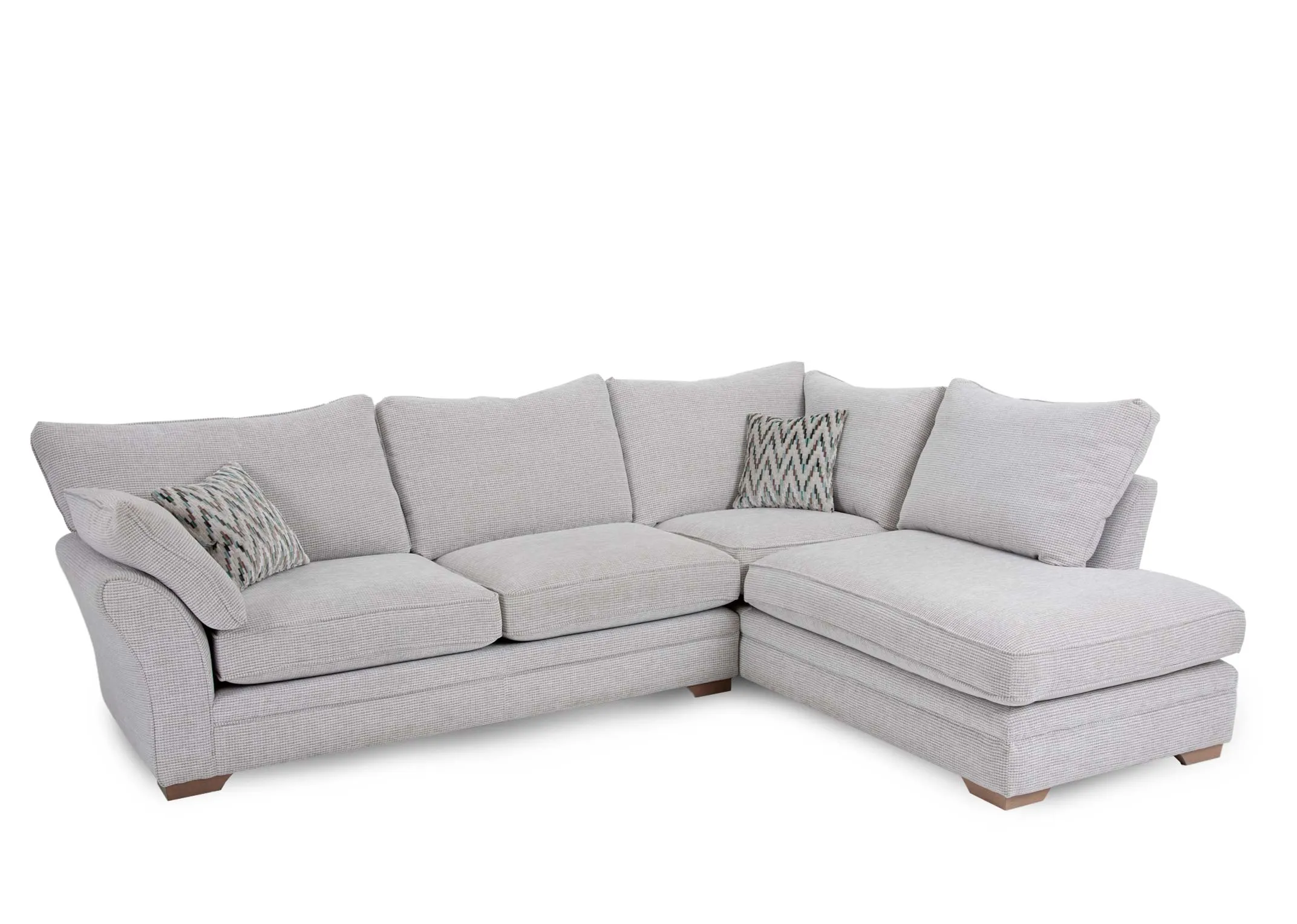 A dimension image of the Sadler Beige Fabric Corner Chaise with 281cm W x 91cm H x 217cm D