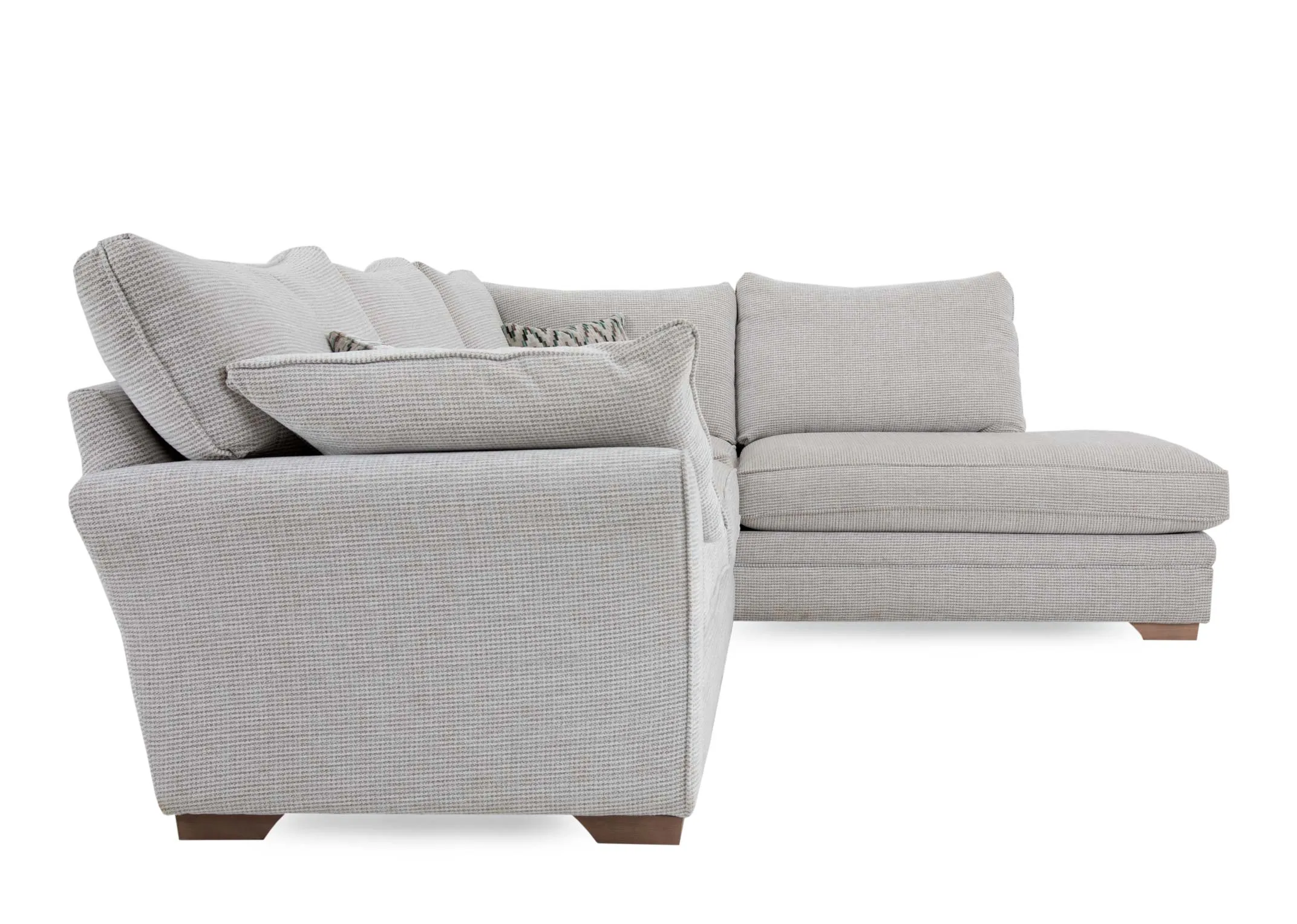 A dimension image of the Sadler Beige Fabric Corner Chaise with 281cm W x 91cm H x 217cm D