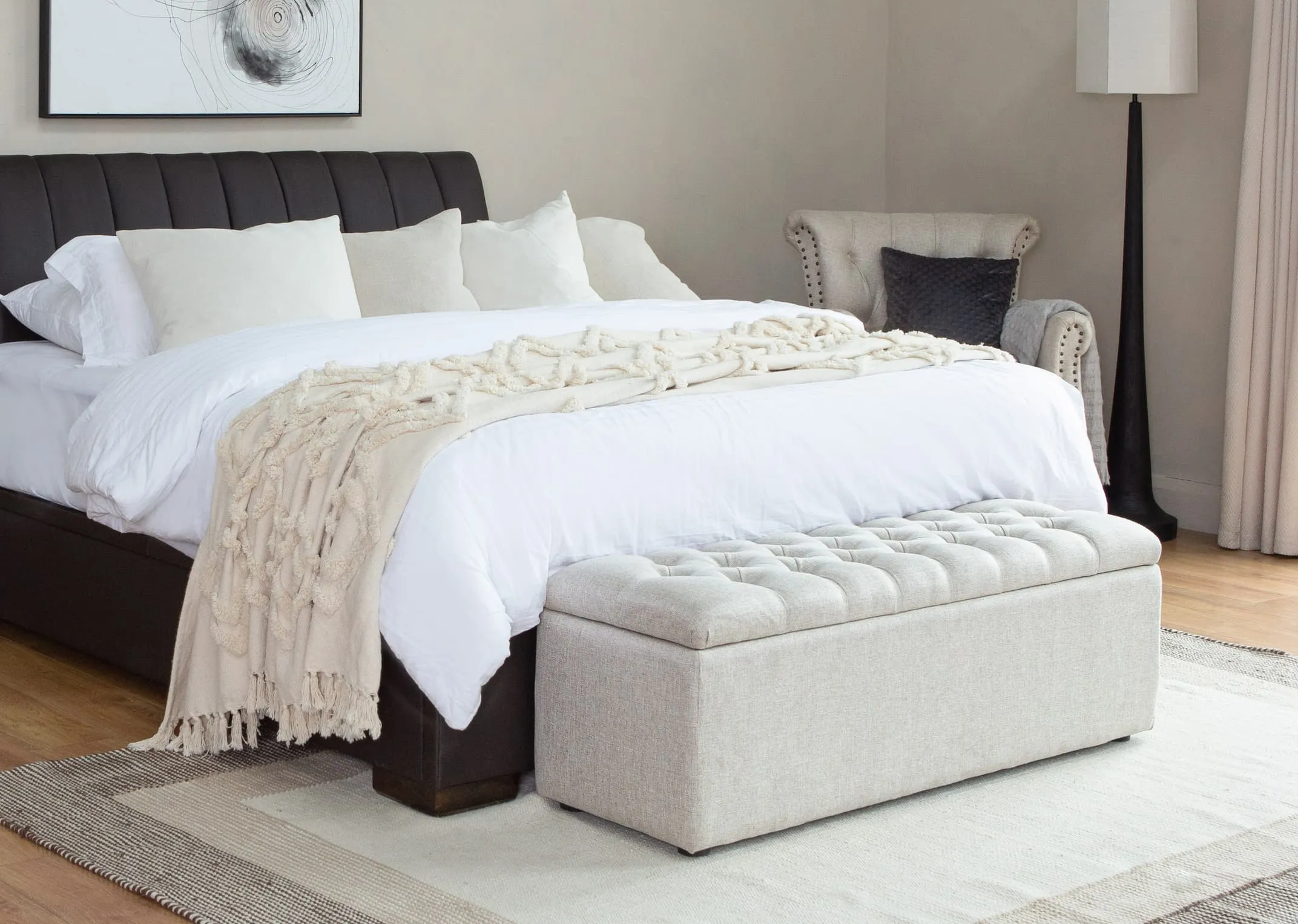 Linen Fabric Blanket Box - Majestic