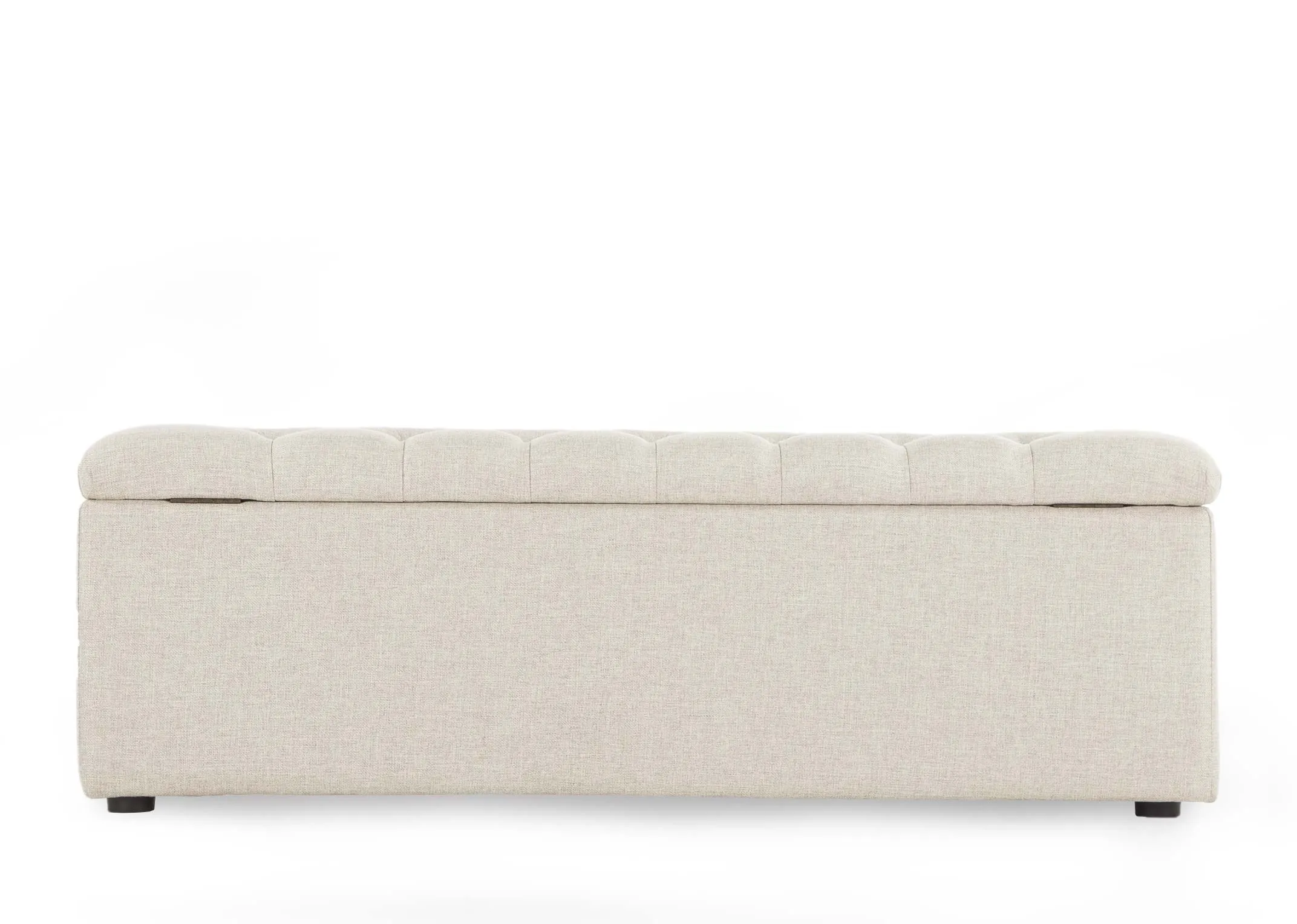 A beige fabric blanket box from EZ Living Furniture's Majestic range. Front view.