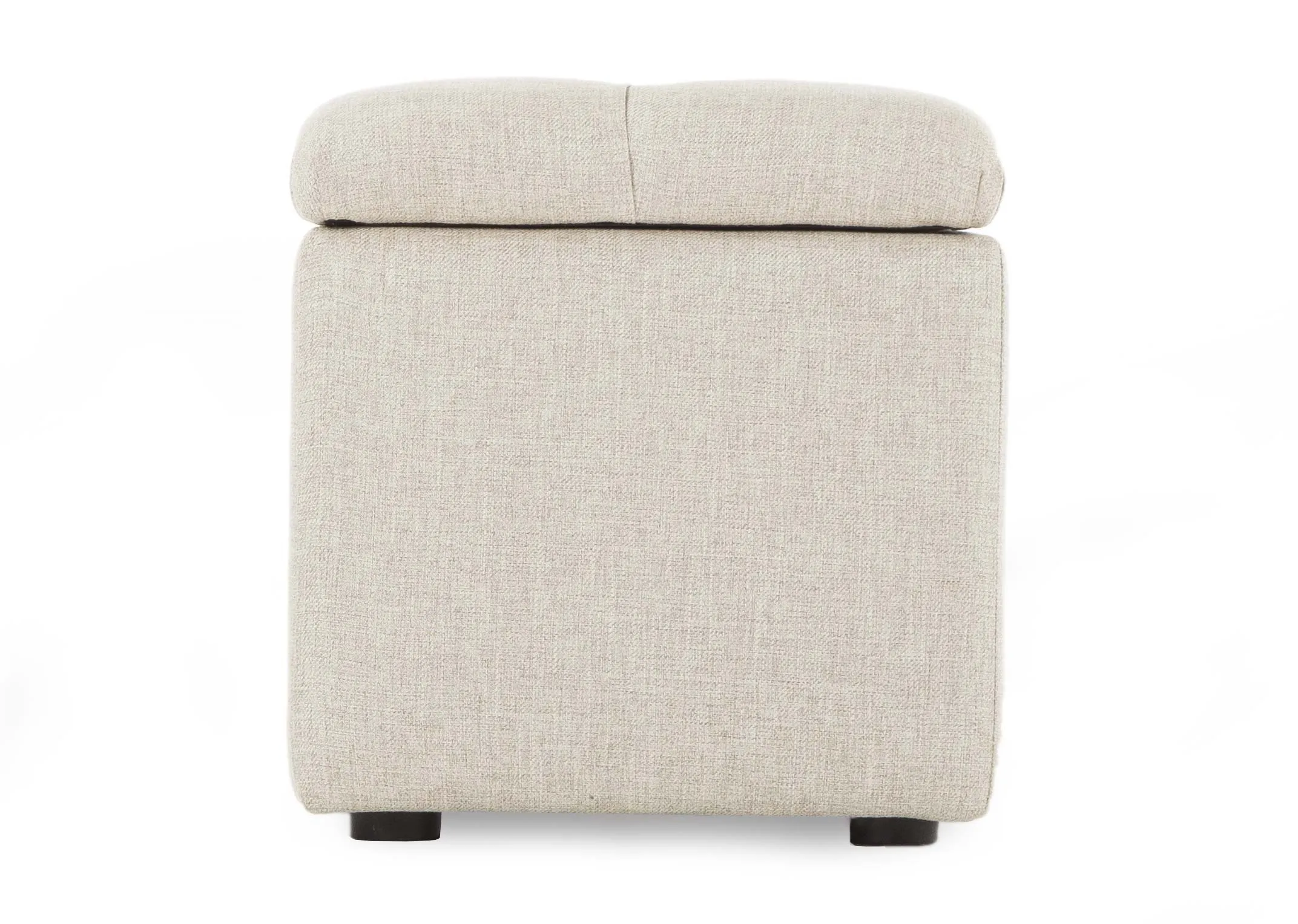 A beige fabric blanket box from EZ Living Furniture's Majestic range. Side view.