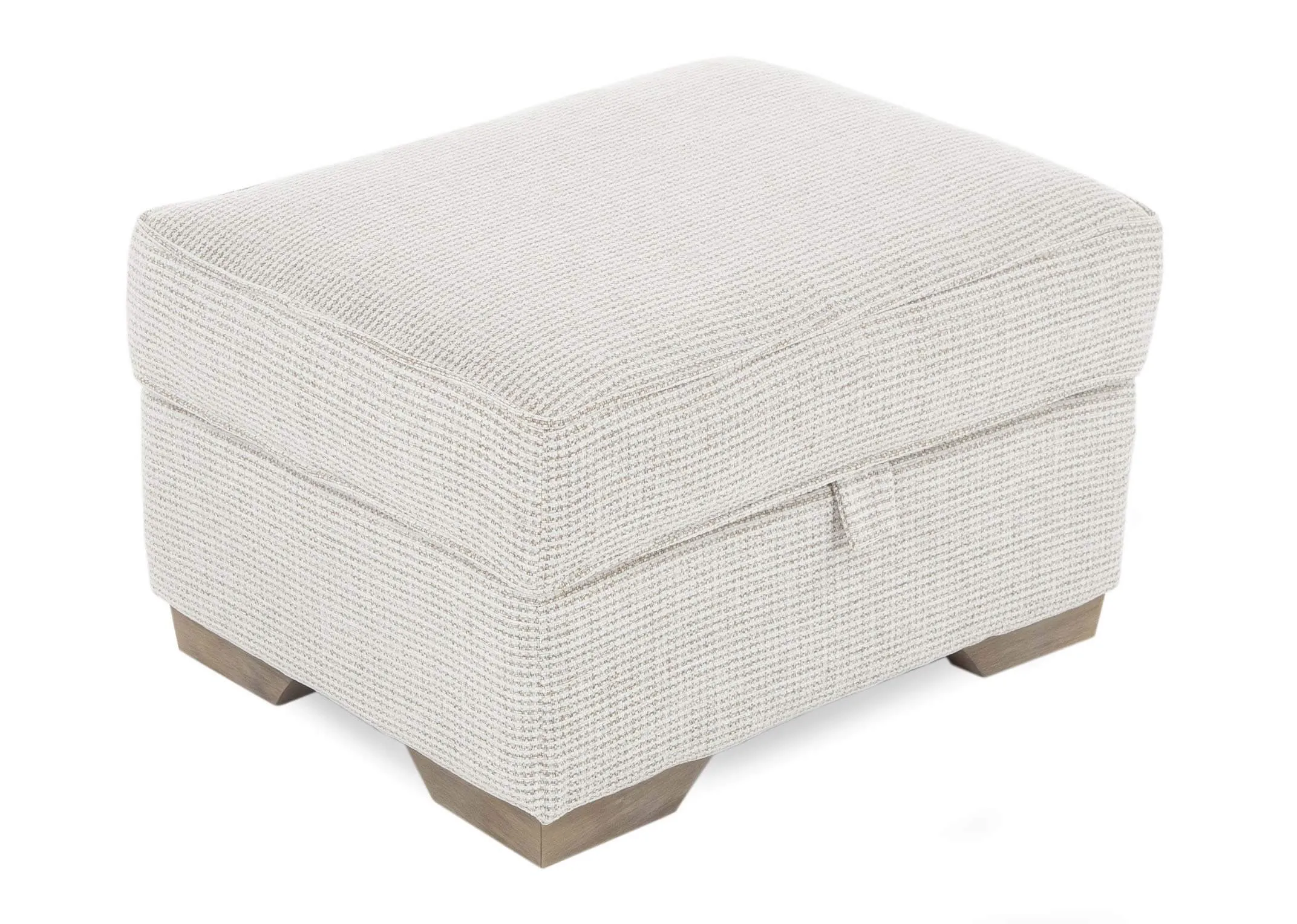 Sadler Beige Fabric Accent Footstool in a power image showing the textured fabric