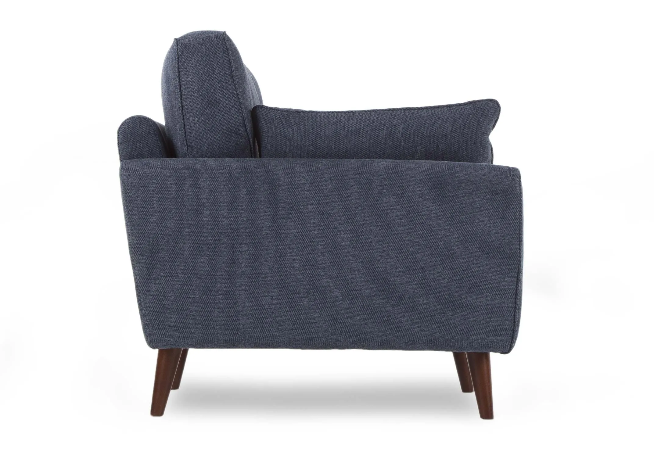 Caoimhe Navy Fabric Armchair in an image taken from the side