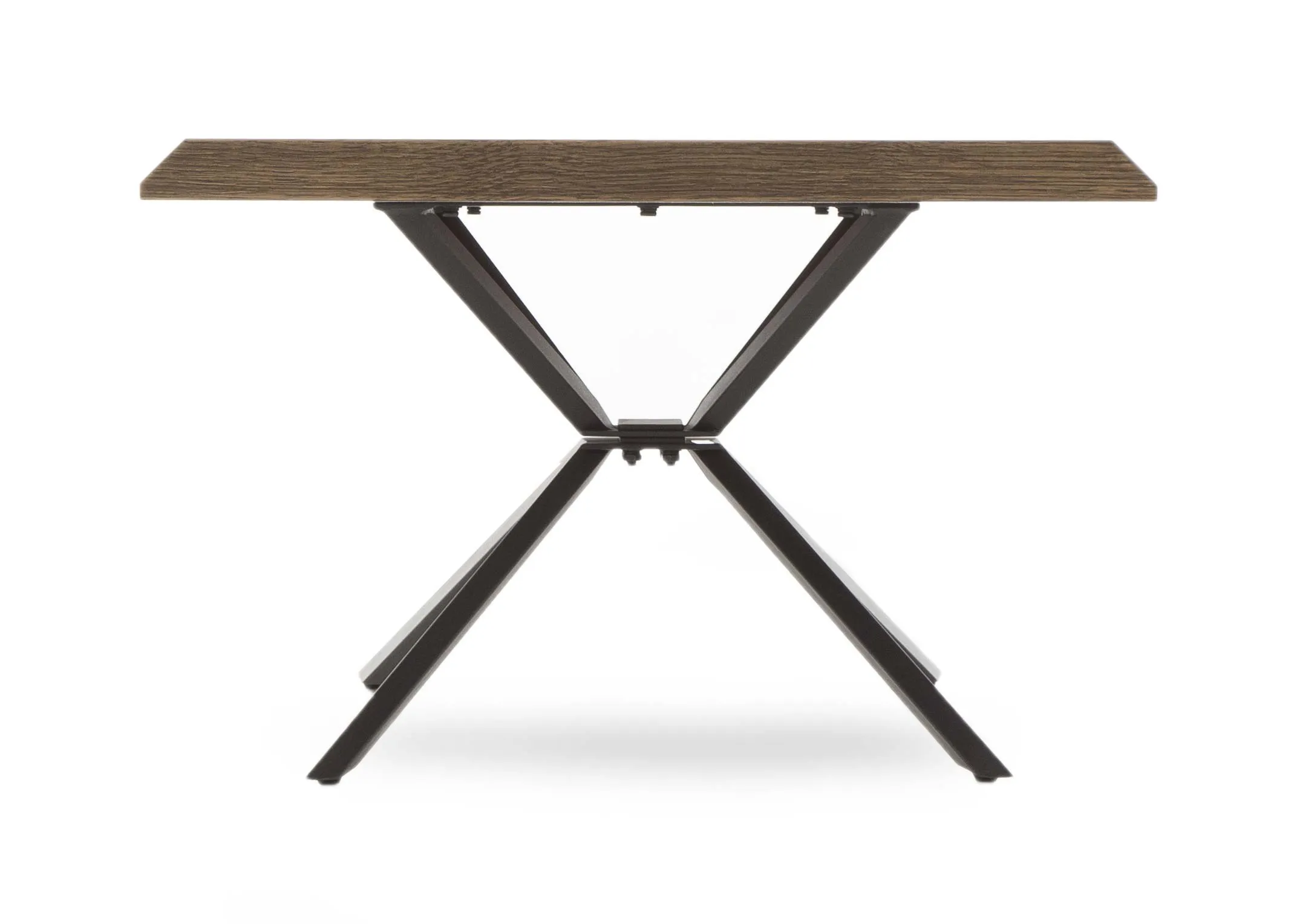 A smoked oak coffee table with black metal legs from EZ Living Furnitures Arno range. Side view