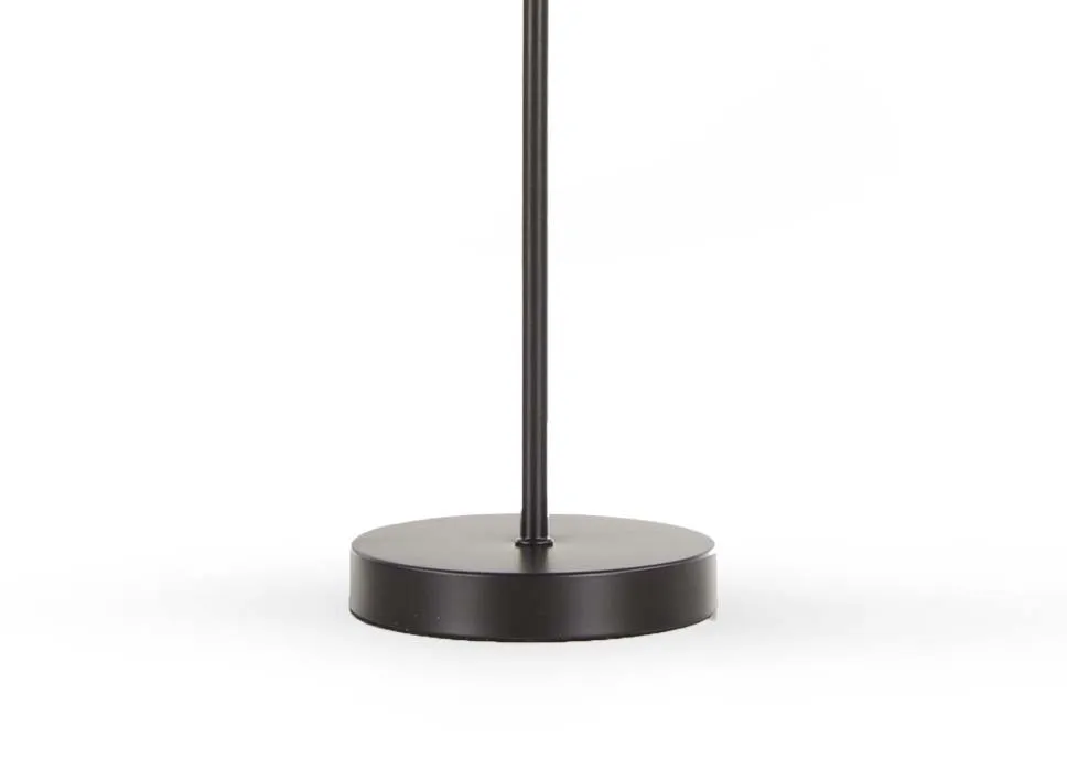 An industrial style table lamp in matt black with glass shade from EZ Living Furniture's Karina range. Closeup base