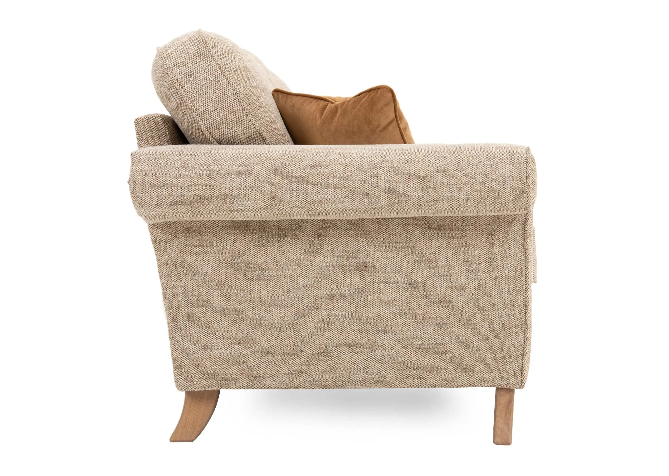 A 4 seater cream fabric sofa from EZ Livings Lauren range. Back view of wide solid frame.