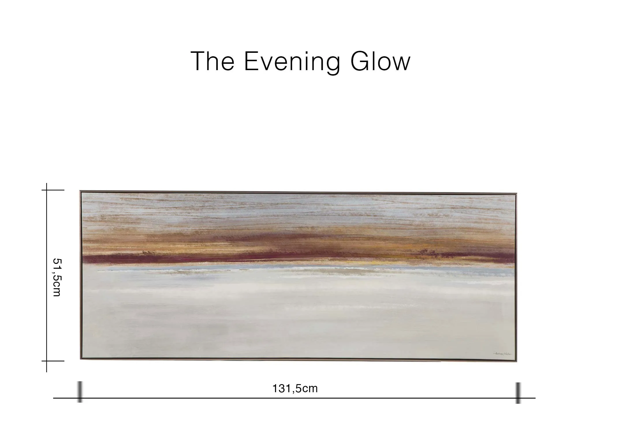 A dimension image of the Evening Glow canvas print from Anthony Waller with 131.5cm (Width) x 51.5cm (Height) x 3.5cm (Depth)