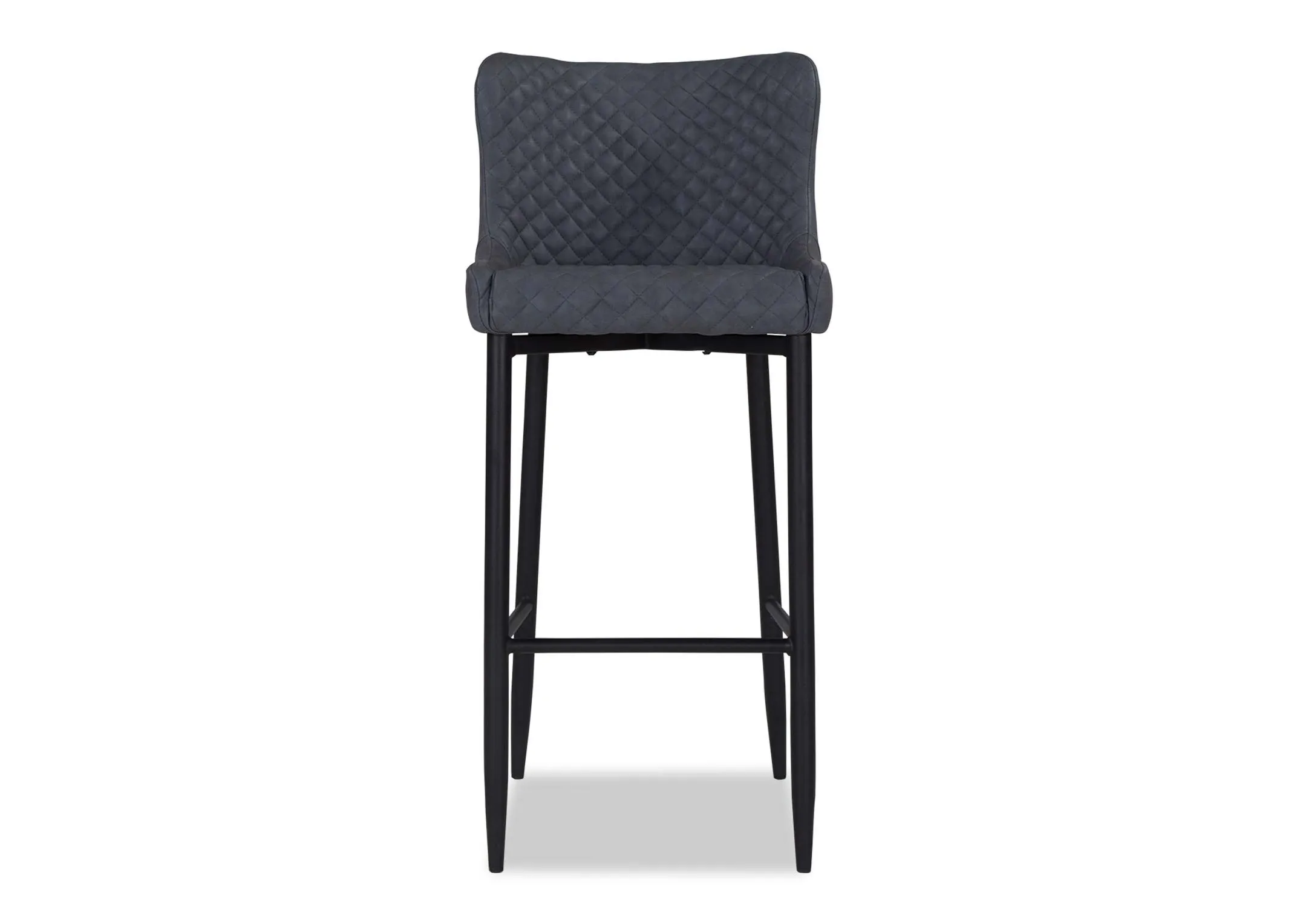 A lifestyle image of the Ottowa bar stools in grey faux leather with the rivoli bar table & chrisley mirror