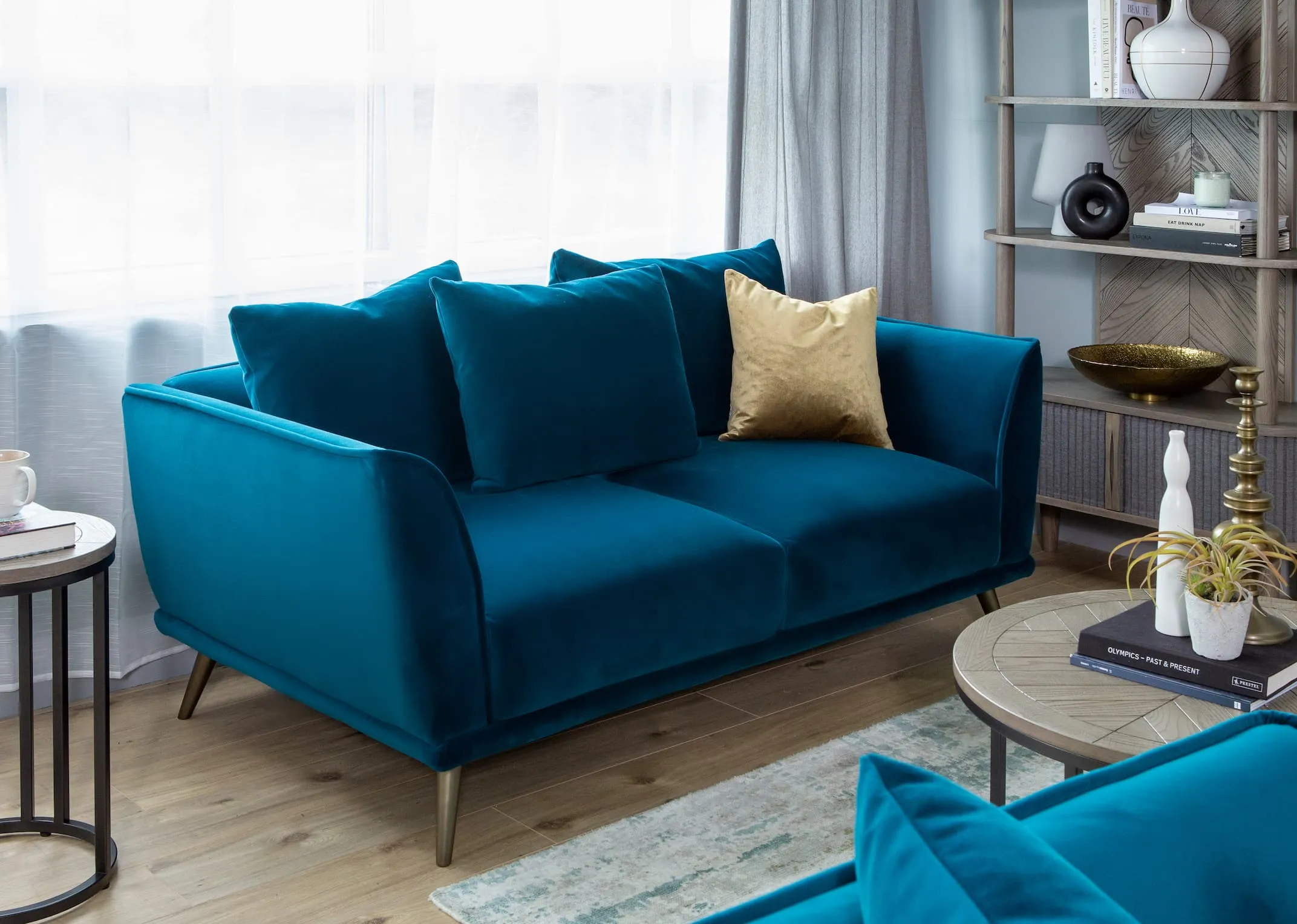 2 Seater Teal Velvet Sofa - Katie