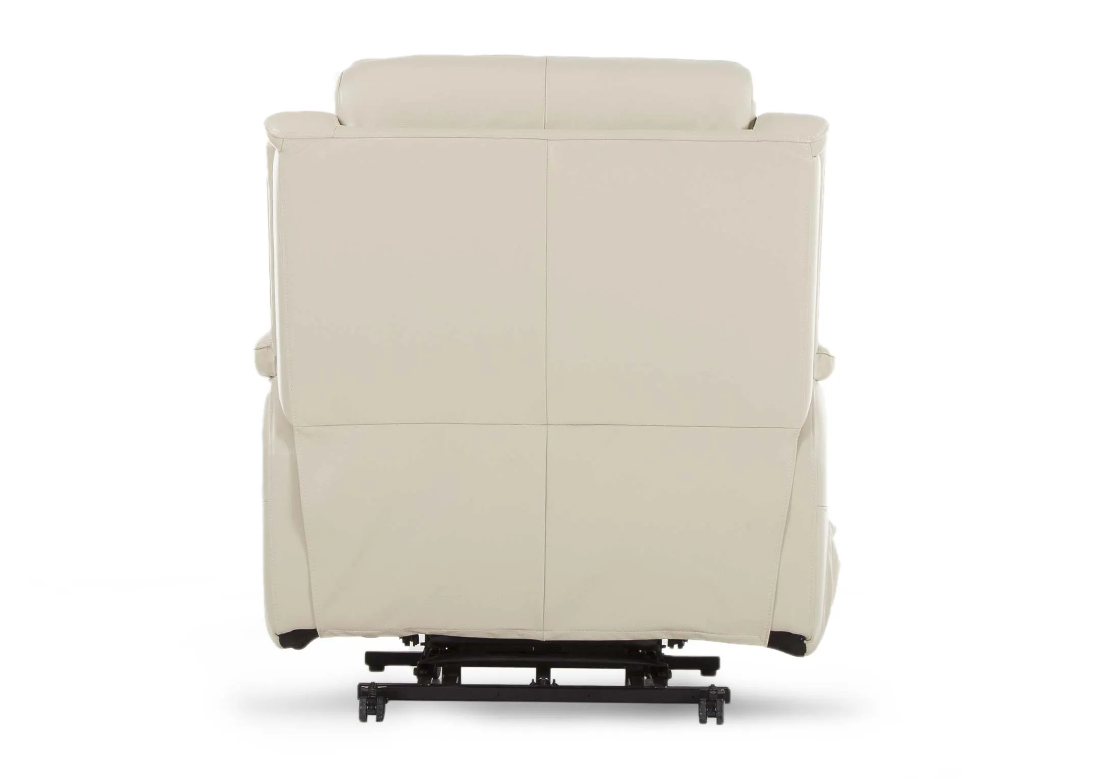 An off white leather armchair from EZ Living Furniture's Embrace range. Back view of high support & finish