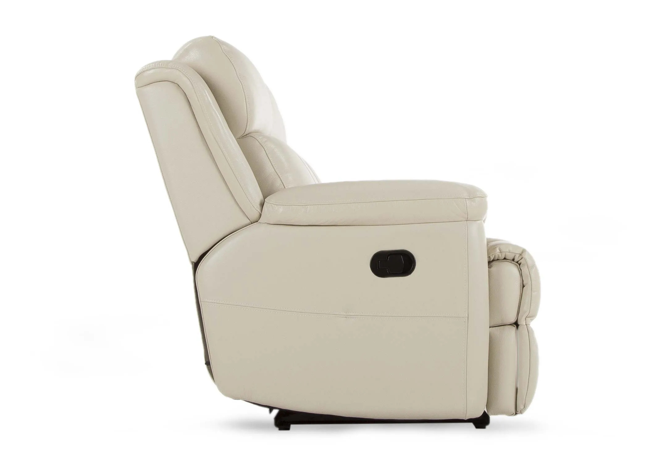 A 3 Seater reclining sofa in white leather from EZ Living Furniture's Embrace range. Side view unreclined