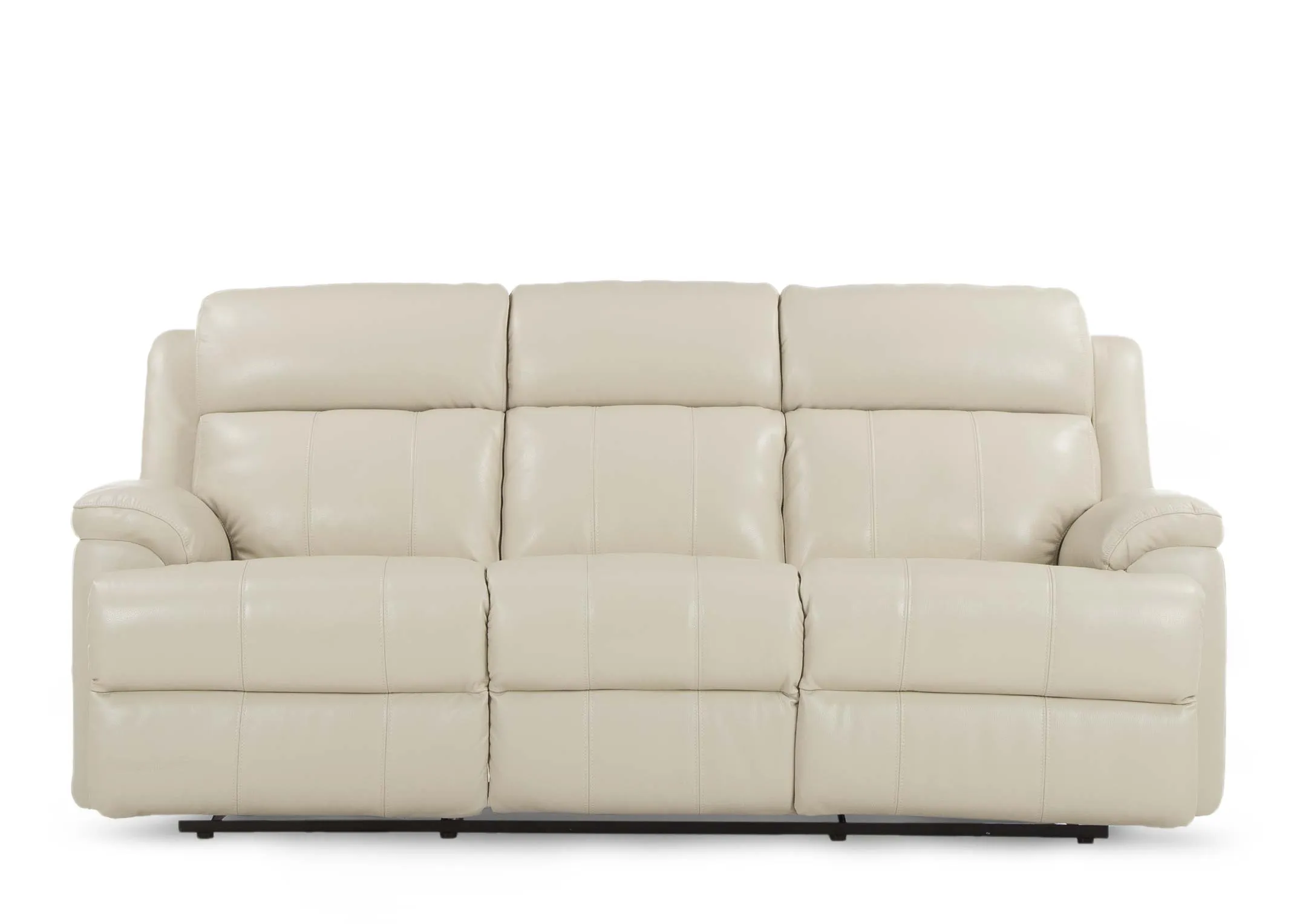 A 3 Seater power reclining sofa in white leather from EZ Living Furniture's Embrace range. Side view with no recline