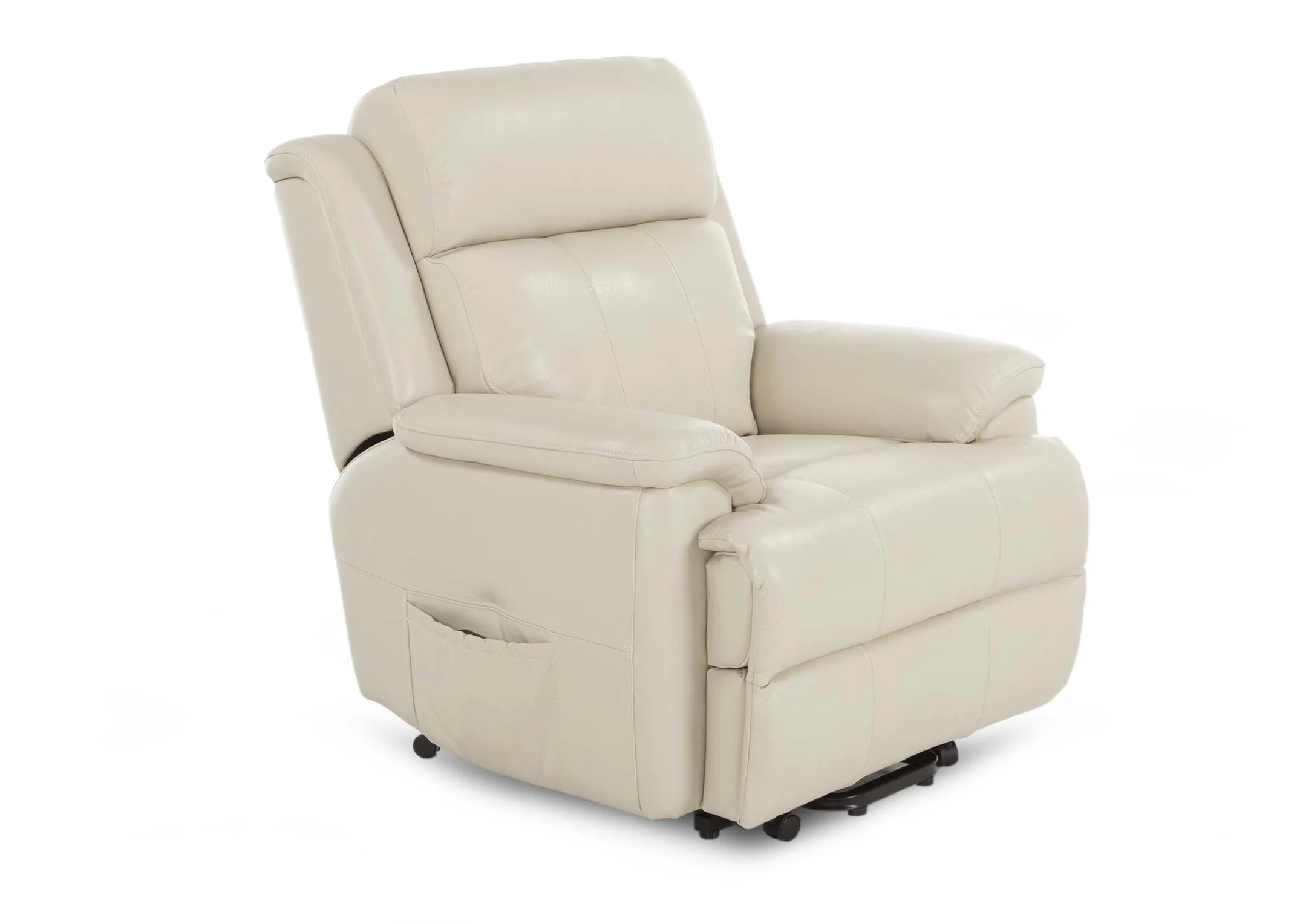 Off White Leather Power Lift Up Recliner - Embrace