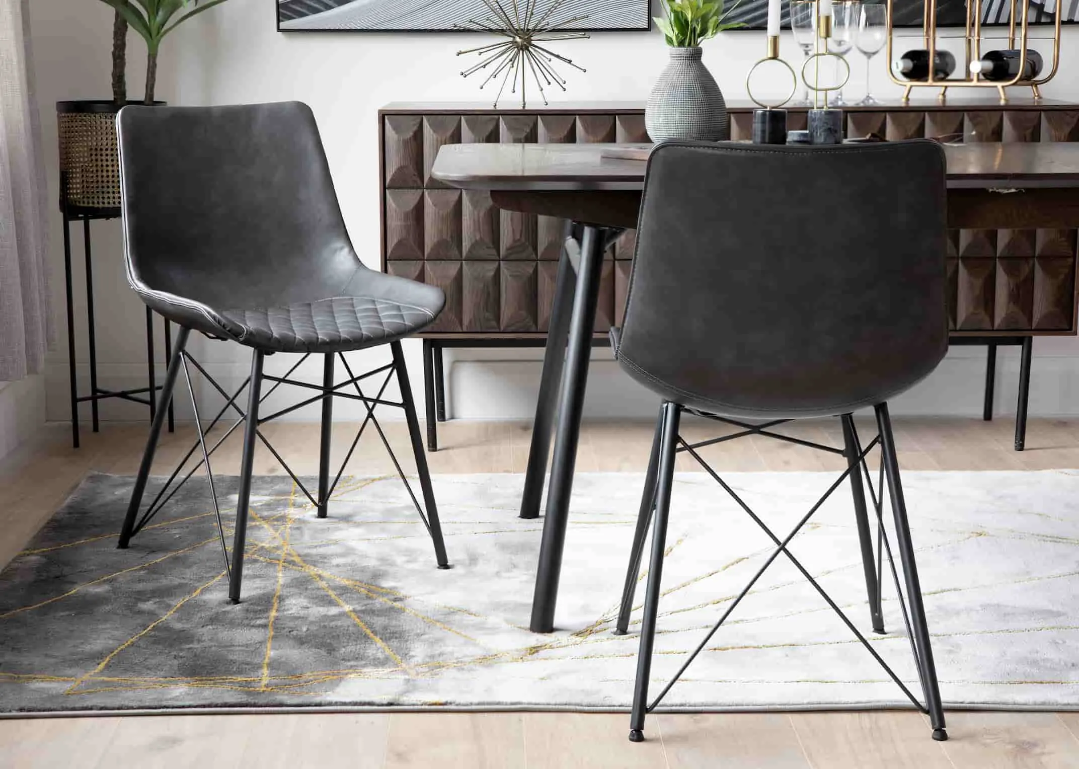 Grey Faux Leather Dining Chair - Leo