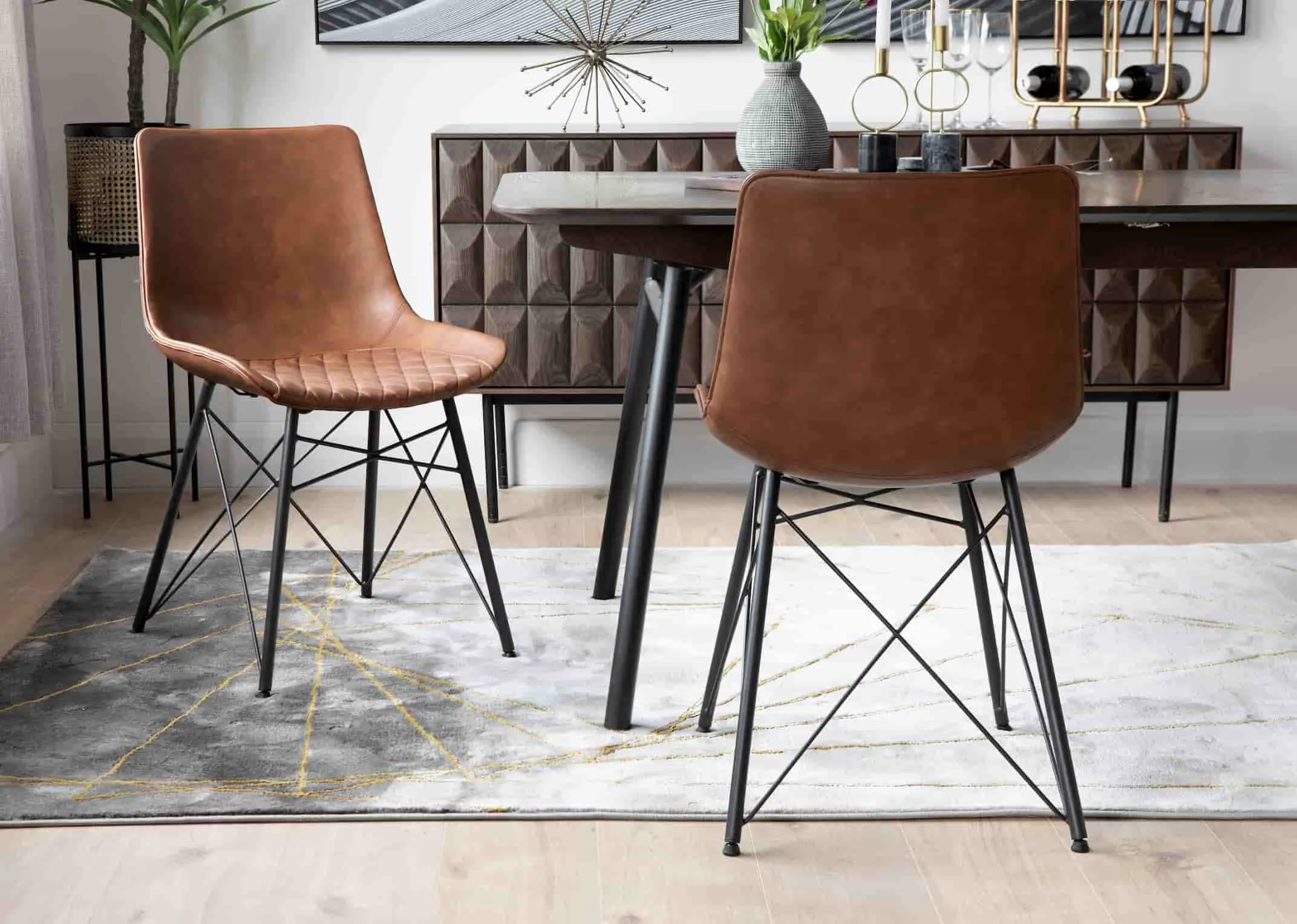 Brown Faux Leather Dining Chair - Leo