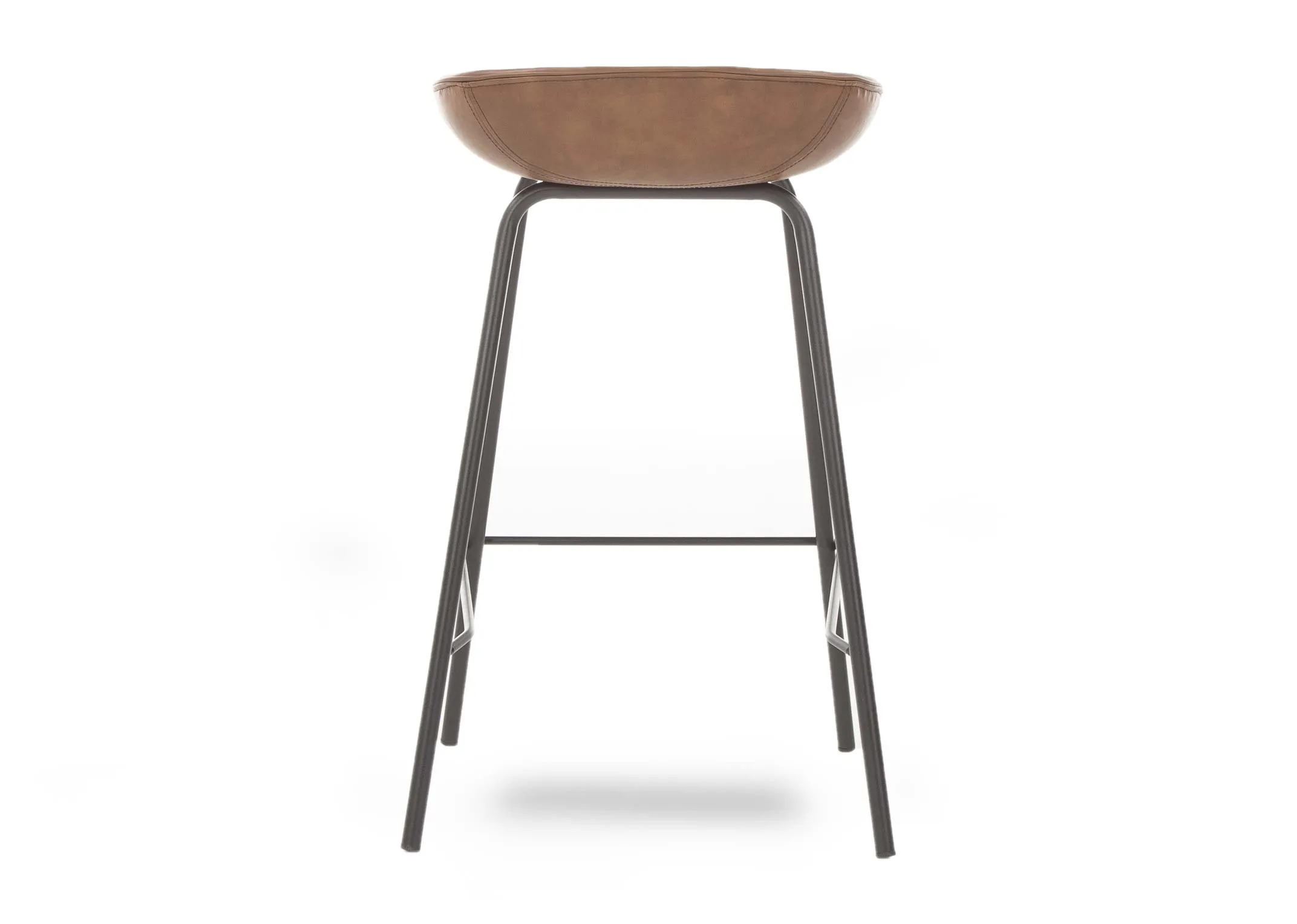 A light brown faux leather seat bar stool with metal legs from EZ Living Furniture's Jensen range. Back view