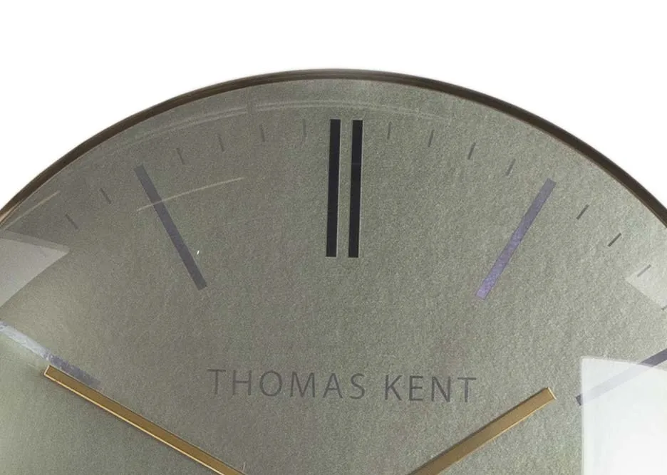 The large champagne wall clock from the Thoma Kent collection at EZ Living Furniture - close up top
