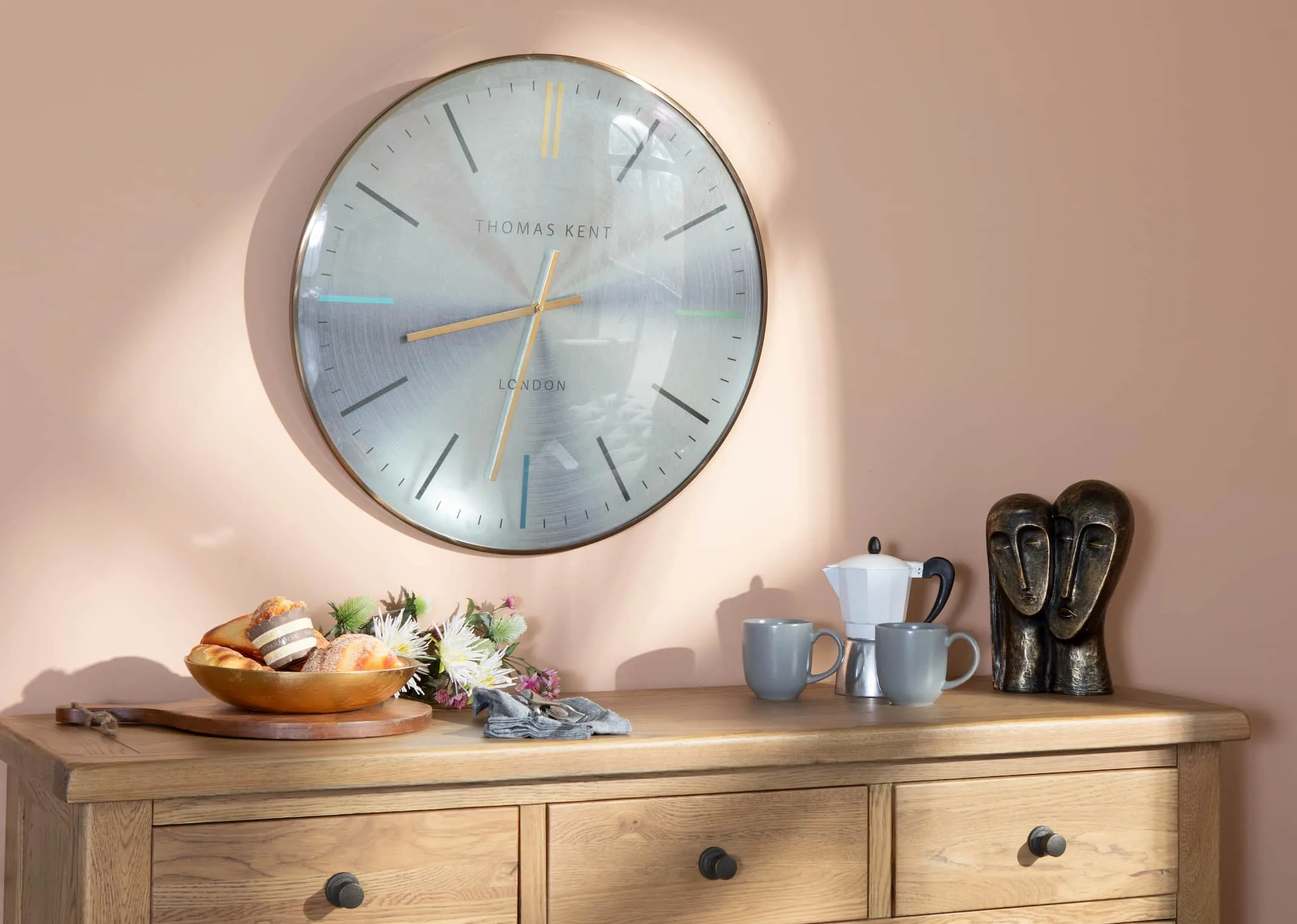 Large Silver Wall Clock - Oyster