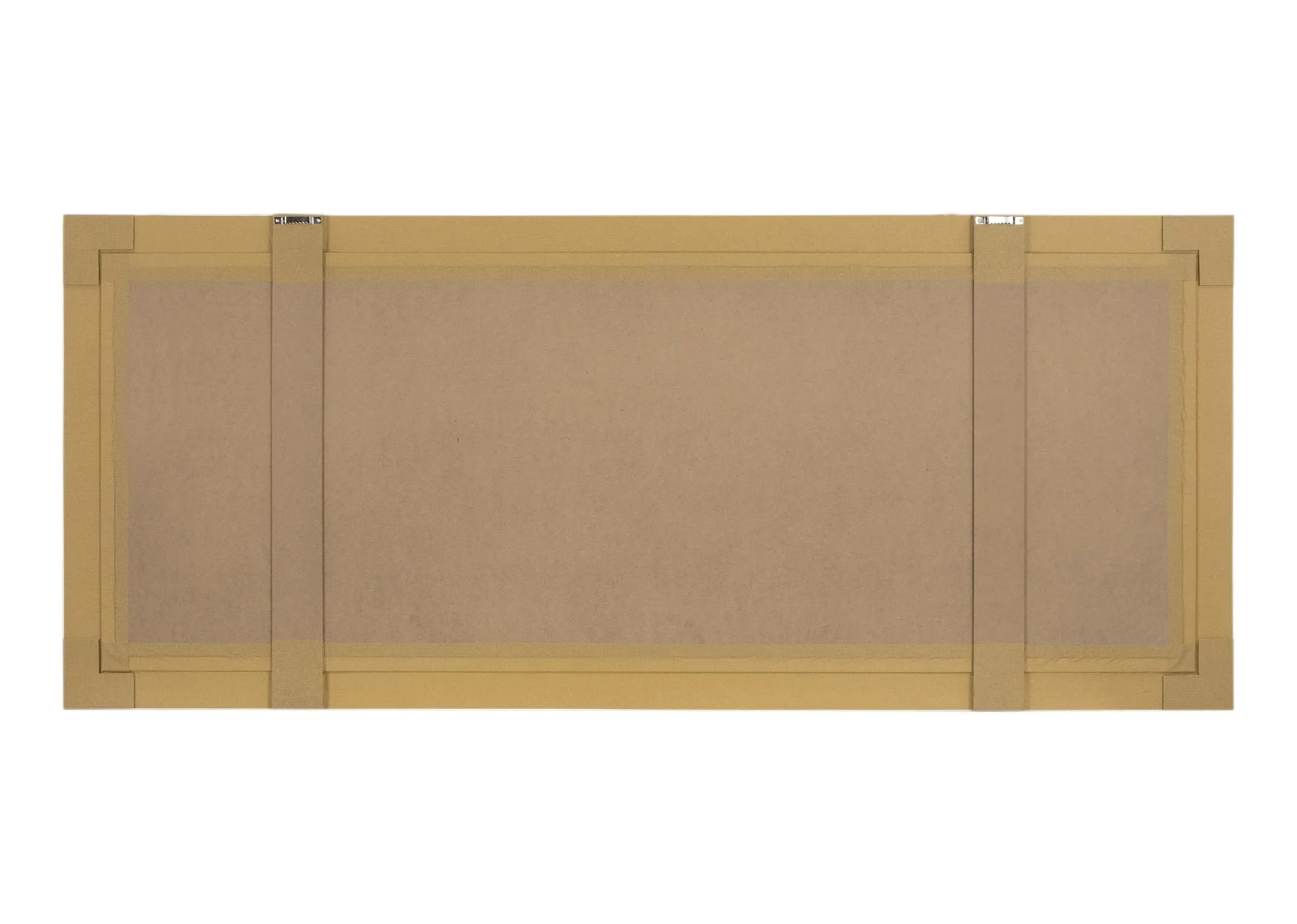 A framed print of woodland trees in earthy tones with a grey frame from Ulyana Hammond. Back view.