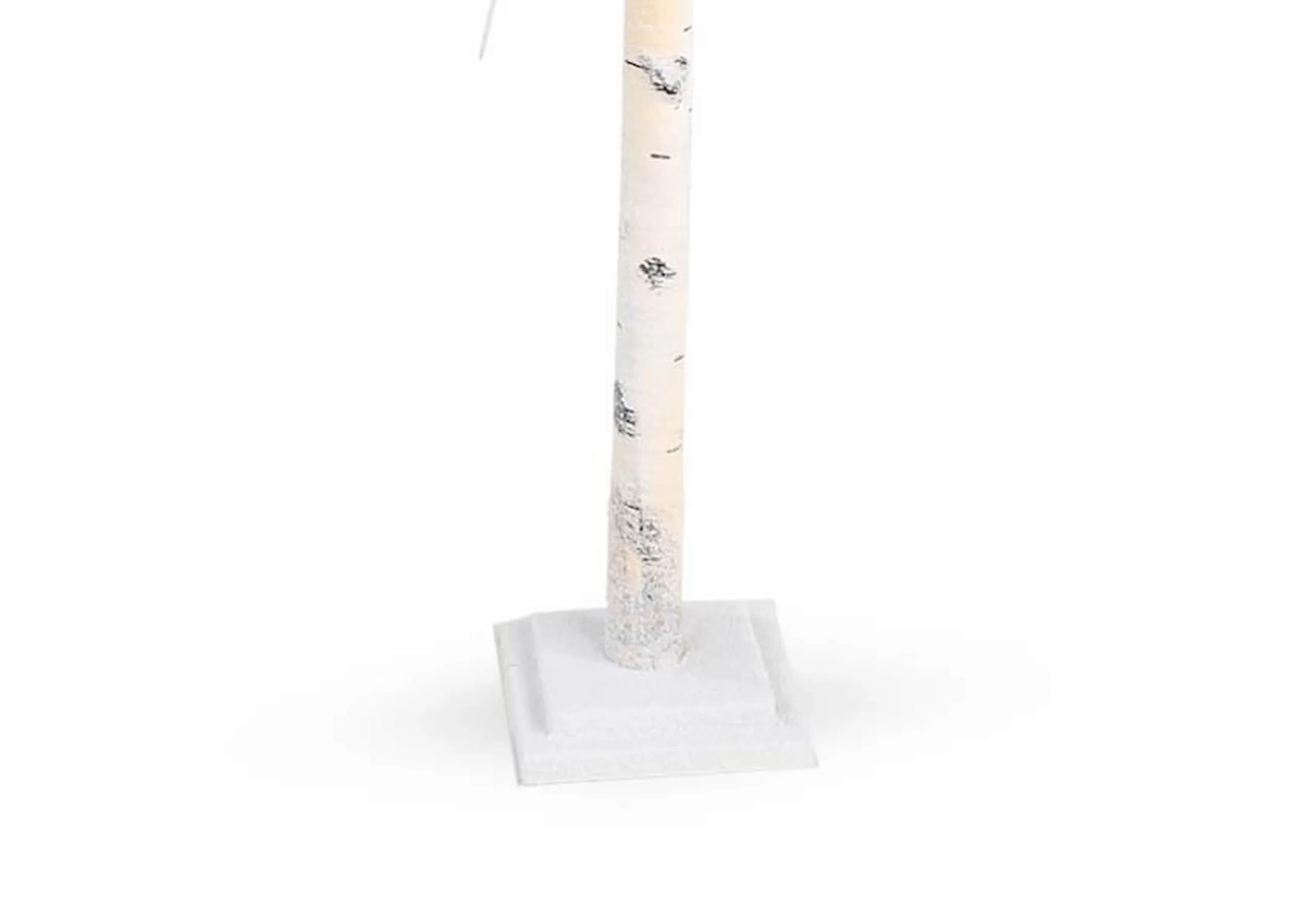 A medium birch decorative tree on stand with 350 led lights from EZ Living Furnitures Christmas range. Closeup of stand