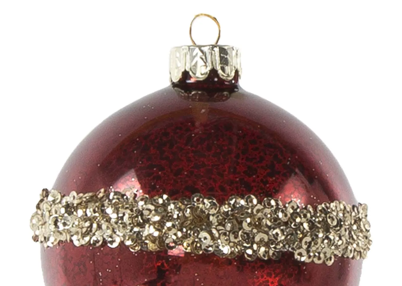 A dimension image of teh Red & Diamante Christmas bauble with 8cm (Width)