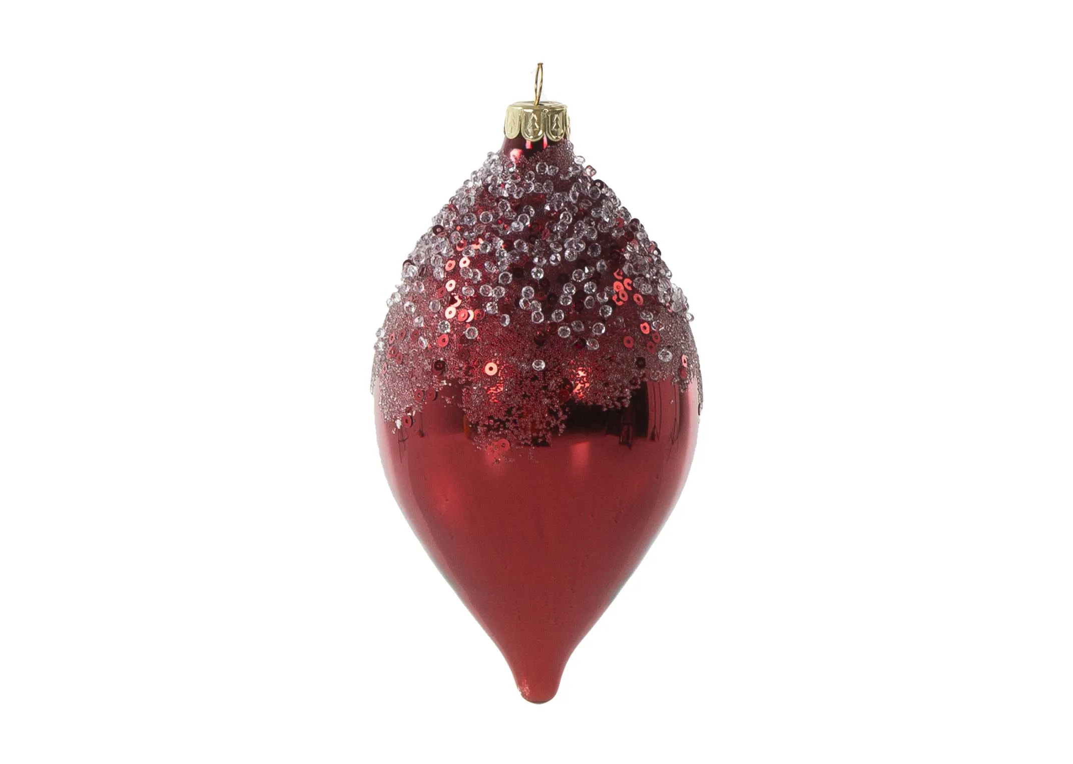 Box of 6 Red & Diamante Drop - Christmas Bauble