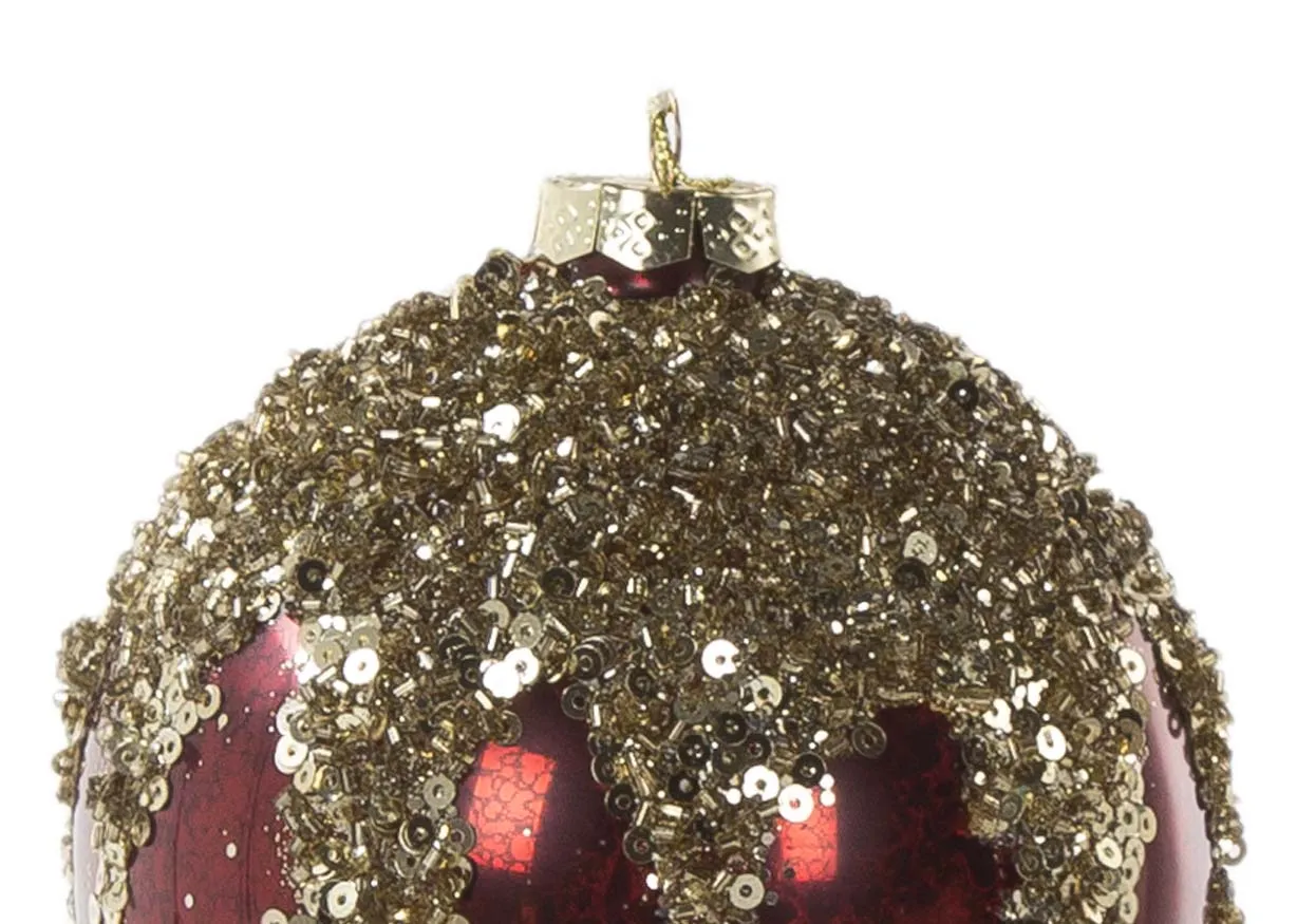 A dimension image of the Red & Gold Bauble with 10cm (Width)