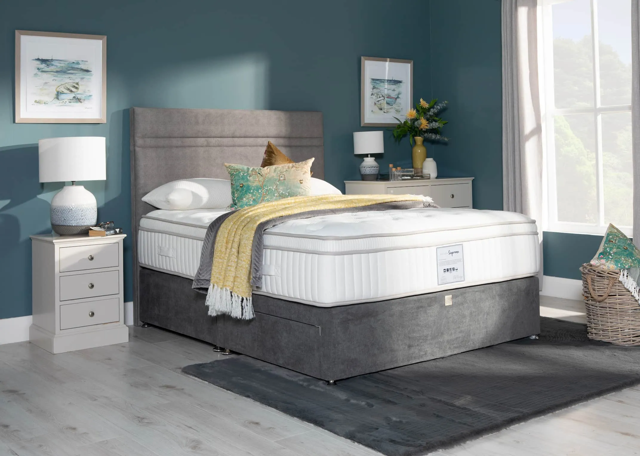 A lifestyle image of the Natural Supreme mattress with divan bed