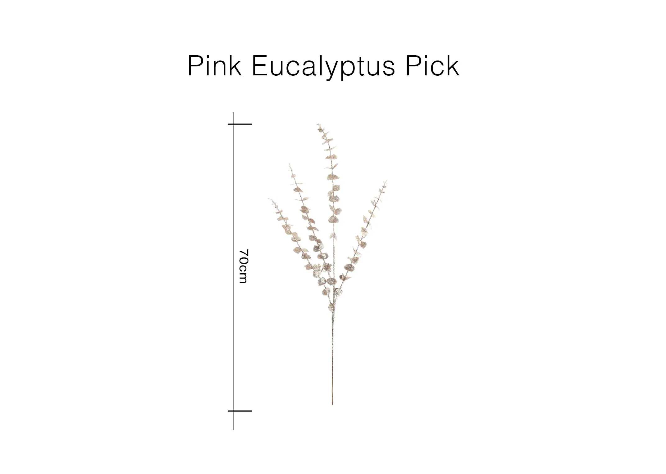A dimension image of the Pink Eucalyptus Christmas Pick with 70cm (Height)